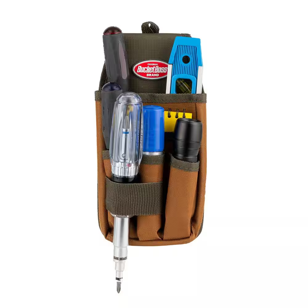 5 In. 5-Pocket Utility Tool Belt Pouch with Flap Fit