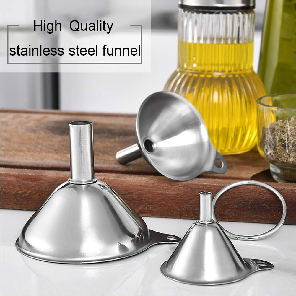 Metal Stainless Steel Funnel Large Medium Small Funnel Set OF 3 Food Grade Mini