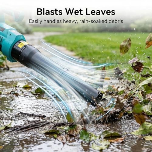 Leaf Blower Cordless – 550 CFM / 21V Powerful 2 * 2.0Ah 550 CFM with 6-Speed