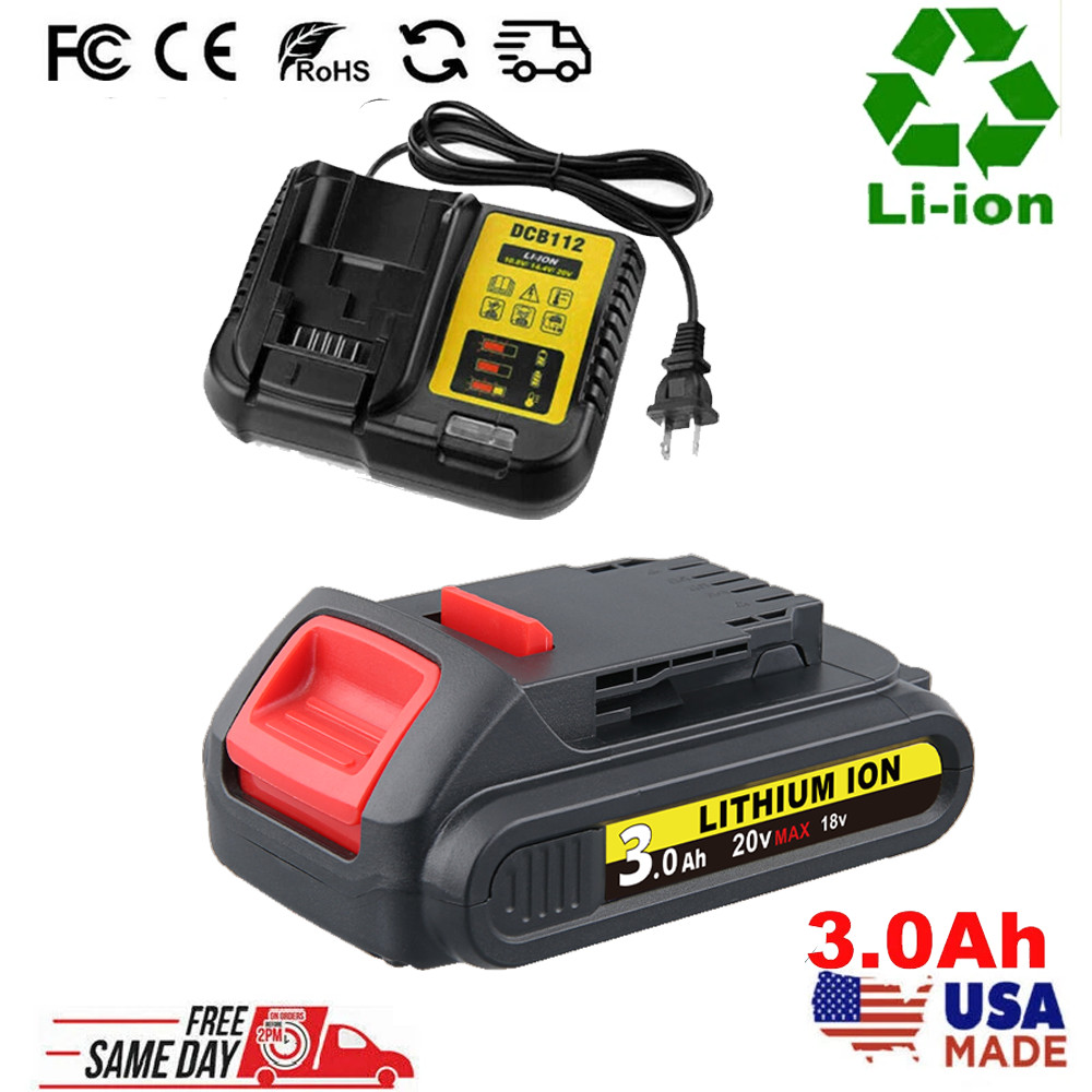 2 pack 20V For DeWALT Max XR Lithium Ion DCB201 DCB203 DCB207 Battery / Charger
