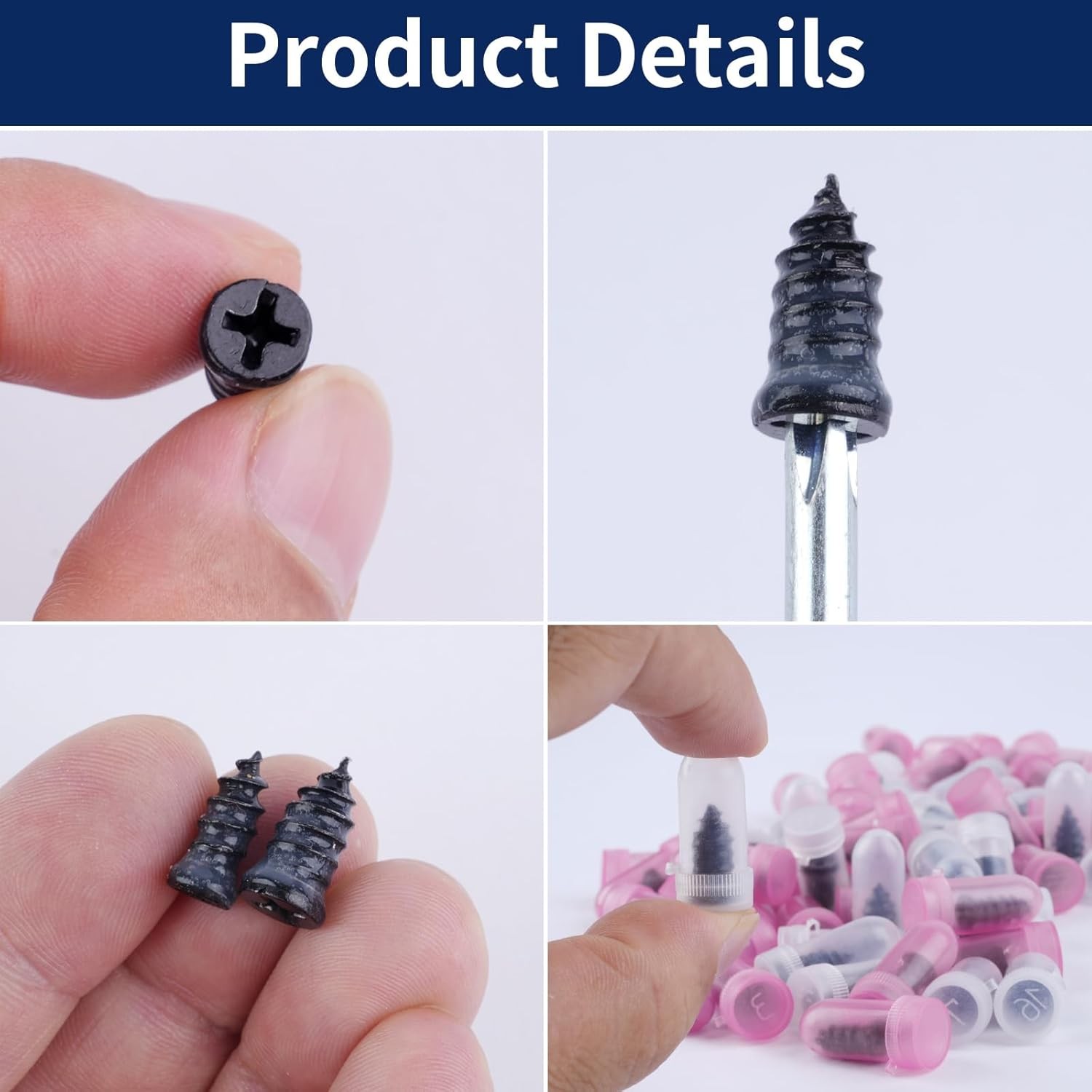 100Pcs Tire Repair Rubber Nails Tyre Puncture Repair Screws Kit with Screwdriver