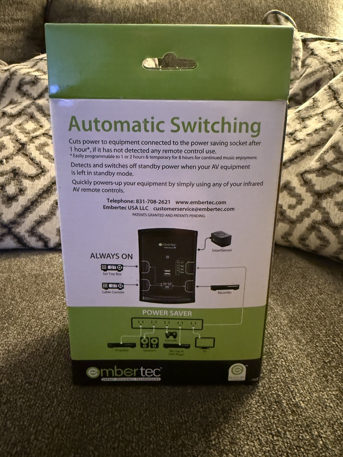 EMBERTEC Emberplug AV+ Power/Energy Saver~Automatic Power Down~Surge Protector
