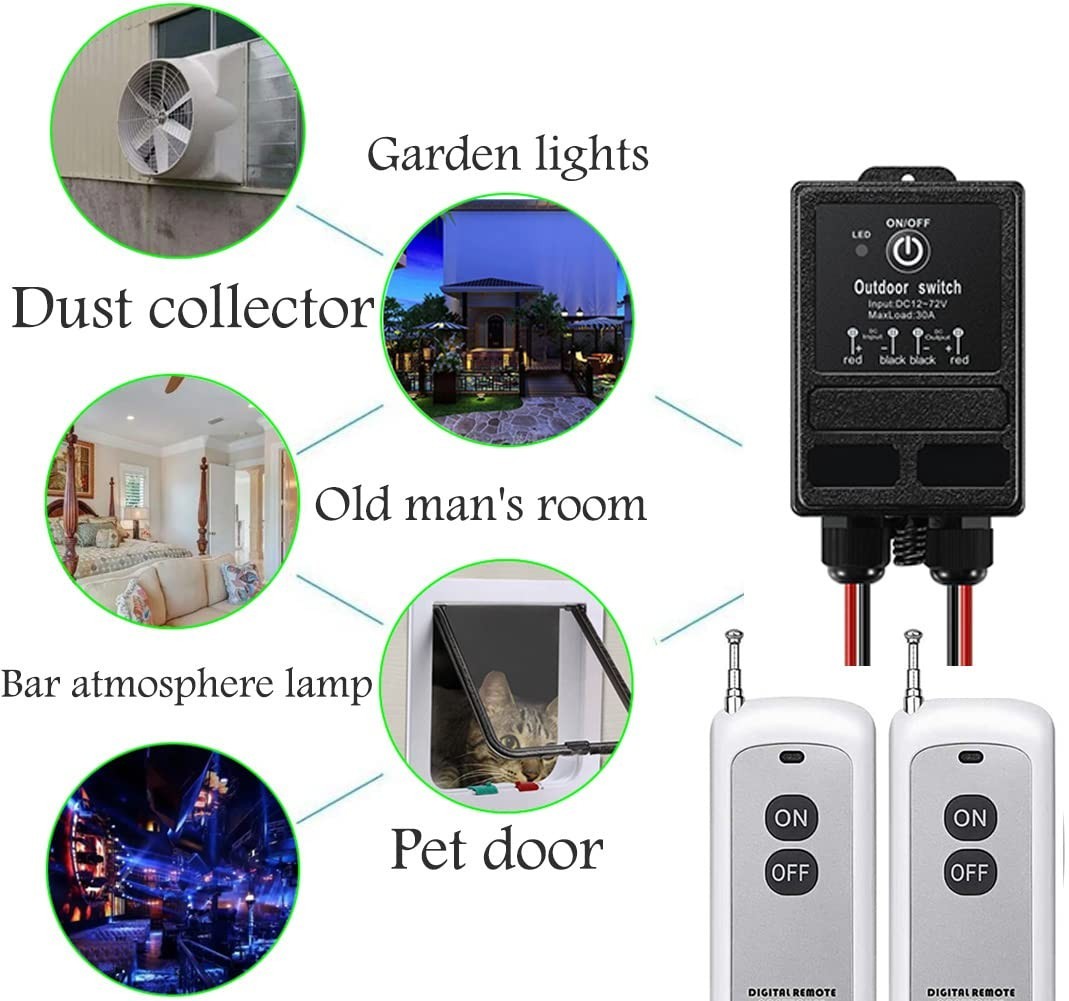 DC12V Waterproof Remote Control Relay Switch,984Ft Long Range Wireless Remote Sw