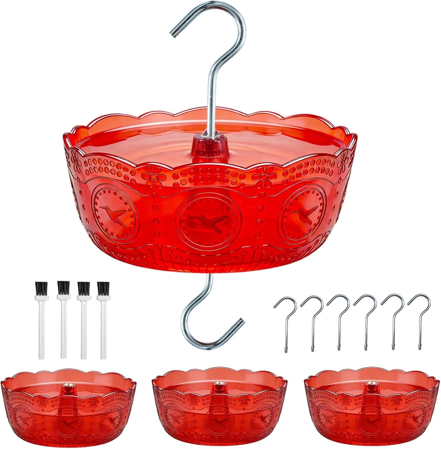 Ant Moat for Hummingbird Feeders, (4 Pack, 6 OZ) Vintage Style Humingbird Feeder