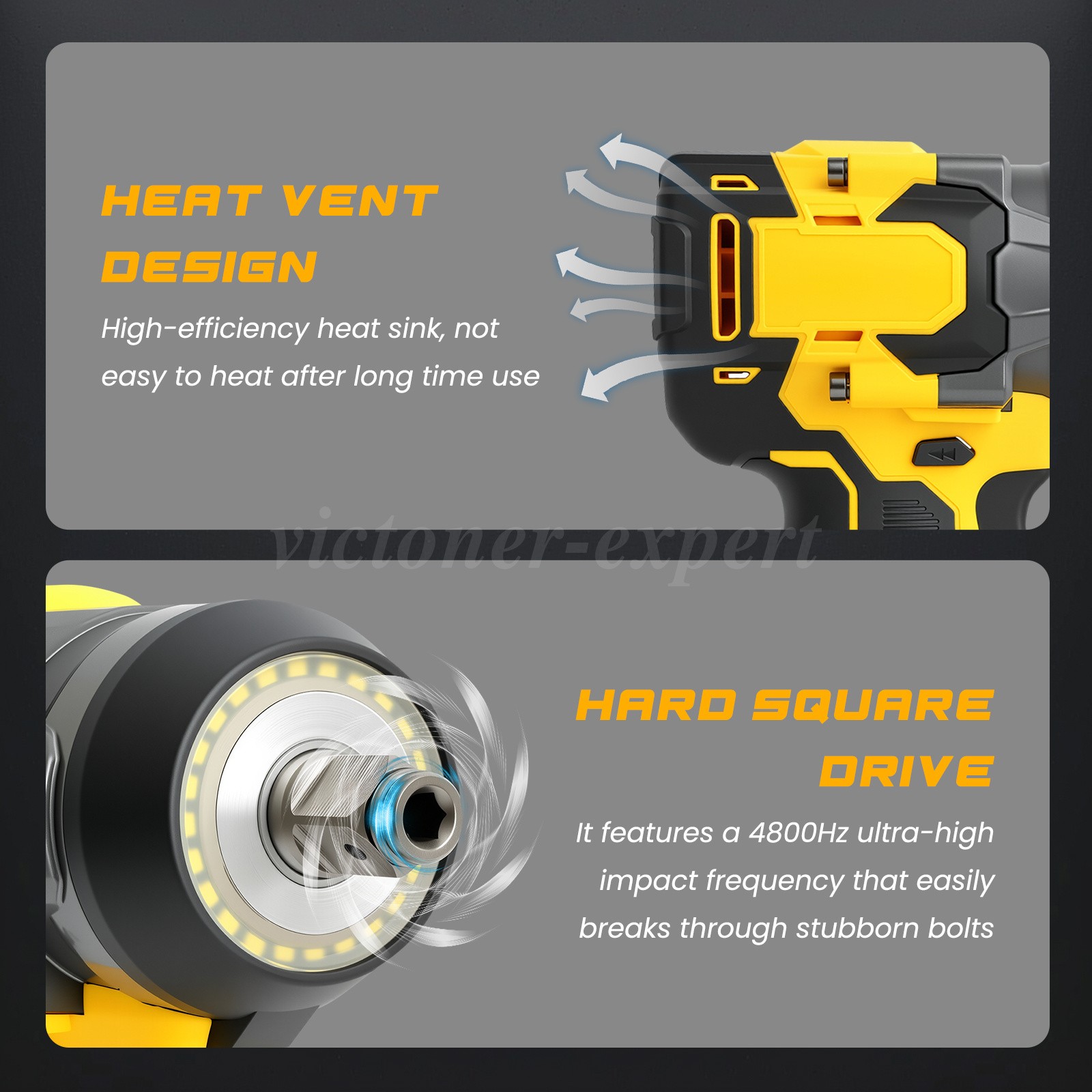 800Nm 1/2″ Cordless Impact Wrench for Dewalt 20V 18V Battery Brushless Electric