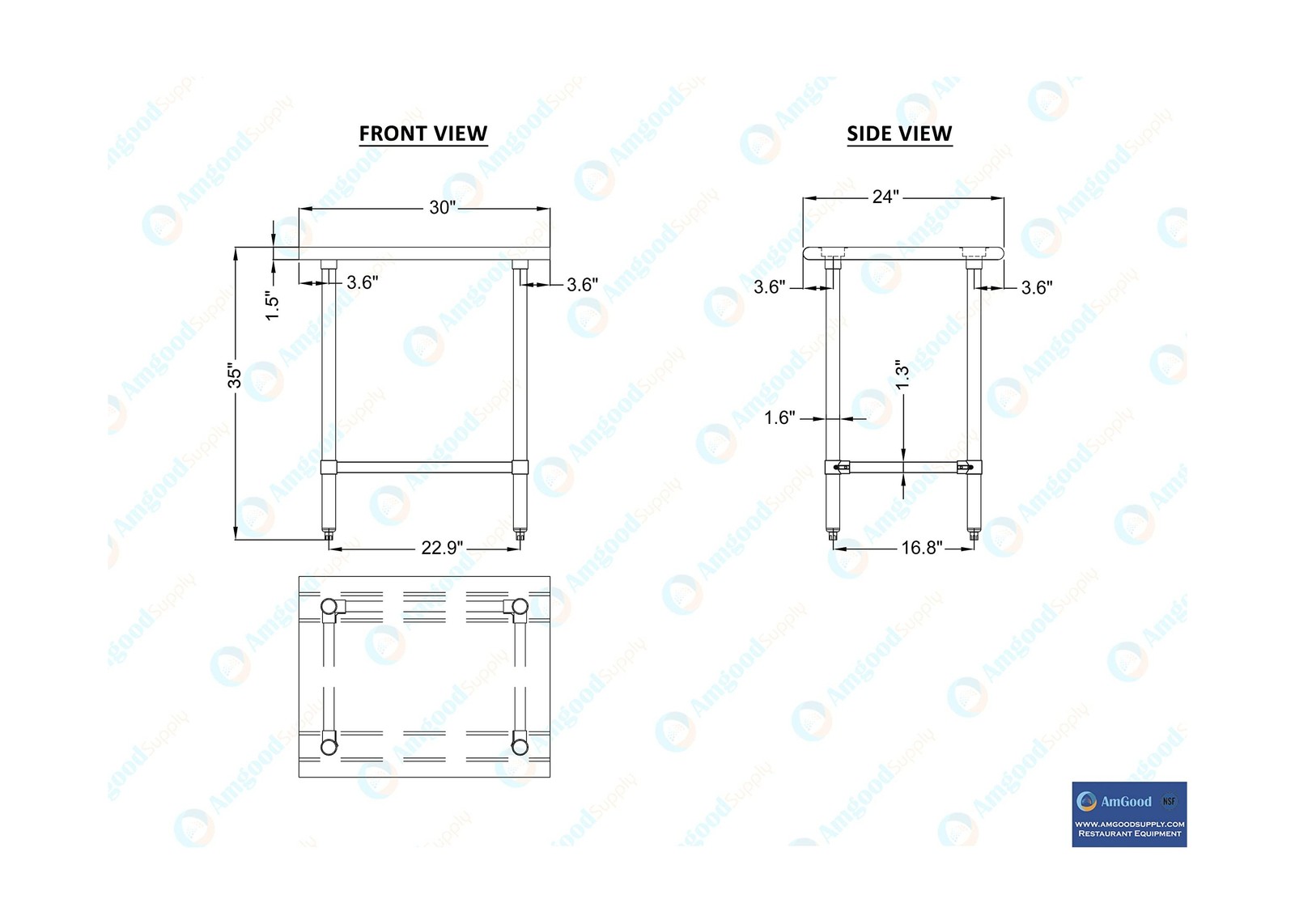 AmGood Stainless Steel Work Table Open Base | Metal Work Bench (Stainless Ste…