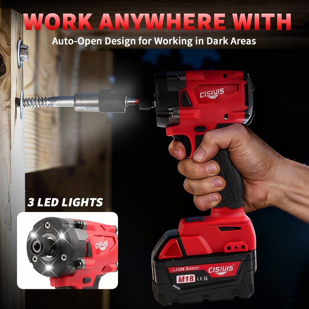Brushless Cordless 1/4″ Hex Impact Driver With Bettery For Milwaukee M18 Battery