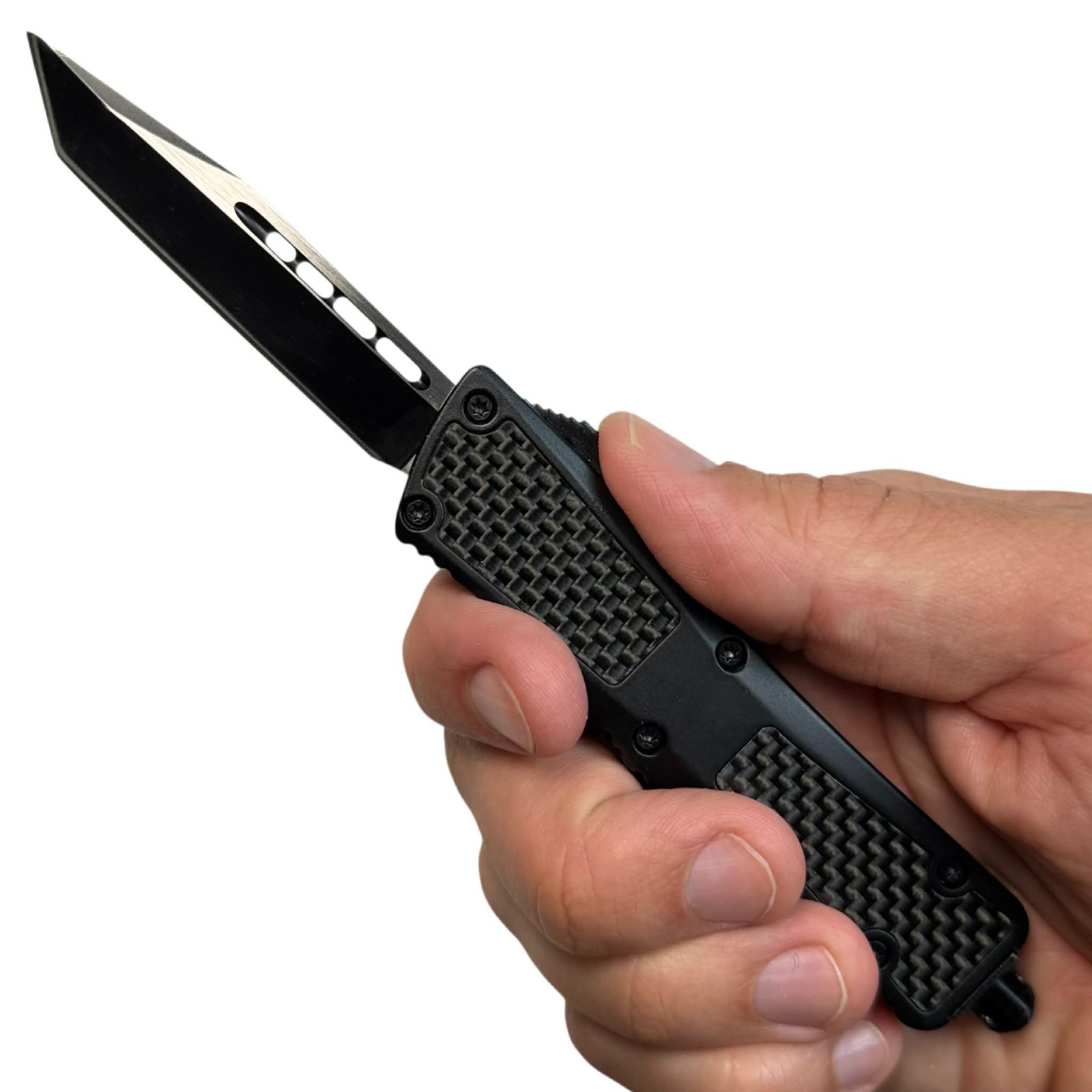 Kitchen Knife Portable Metal Handle Carbon Fiber Pattern EDC Sheath and Gift Box