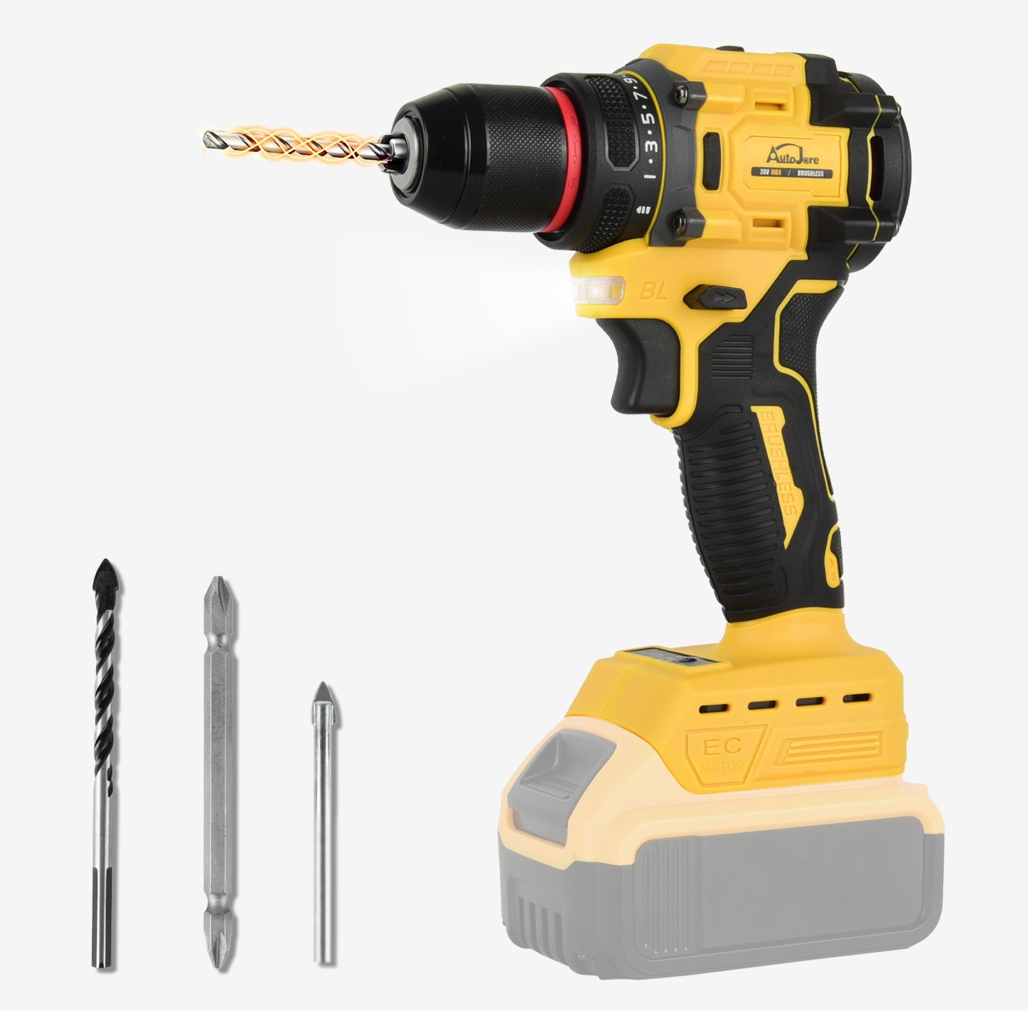 Cordless Brushless 3/8-inch Drill Driver for Dewalt 20V Max Battery TOOL ONLY