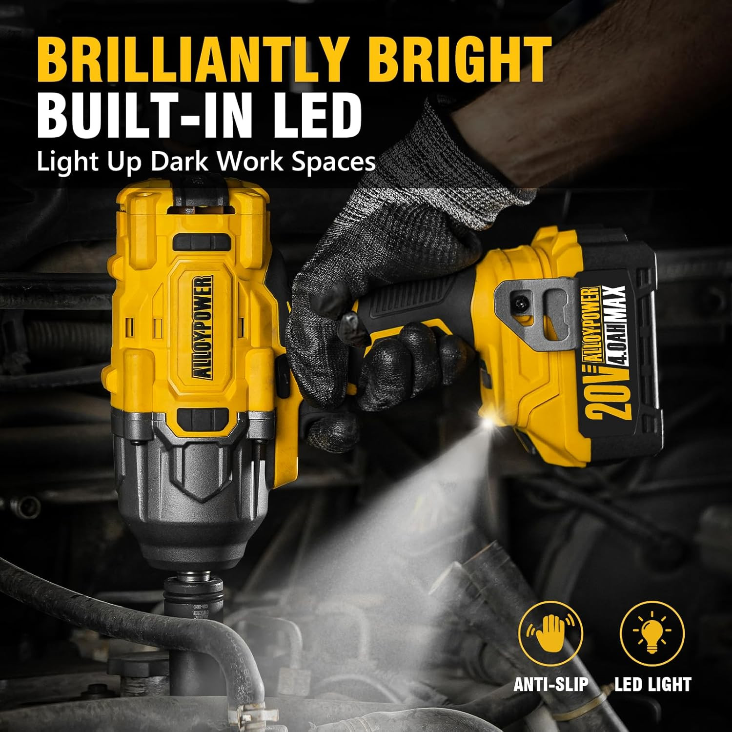 ALLOYPOWER Cordless Brushless Impact Wrench, 1475 Ft-Lbs (2000N.M), 1/2 High Tor