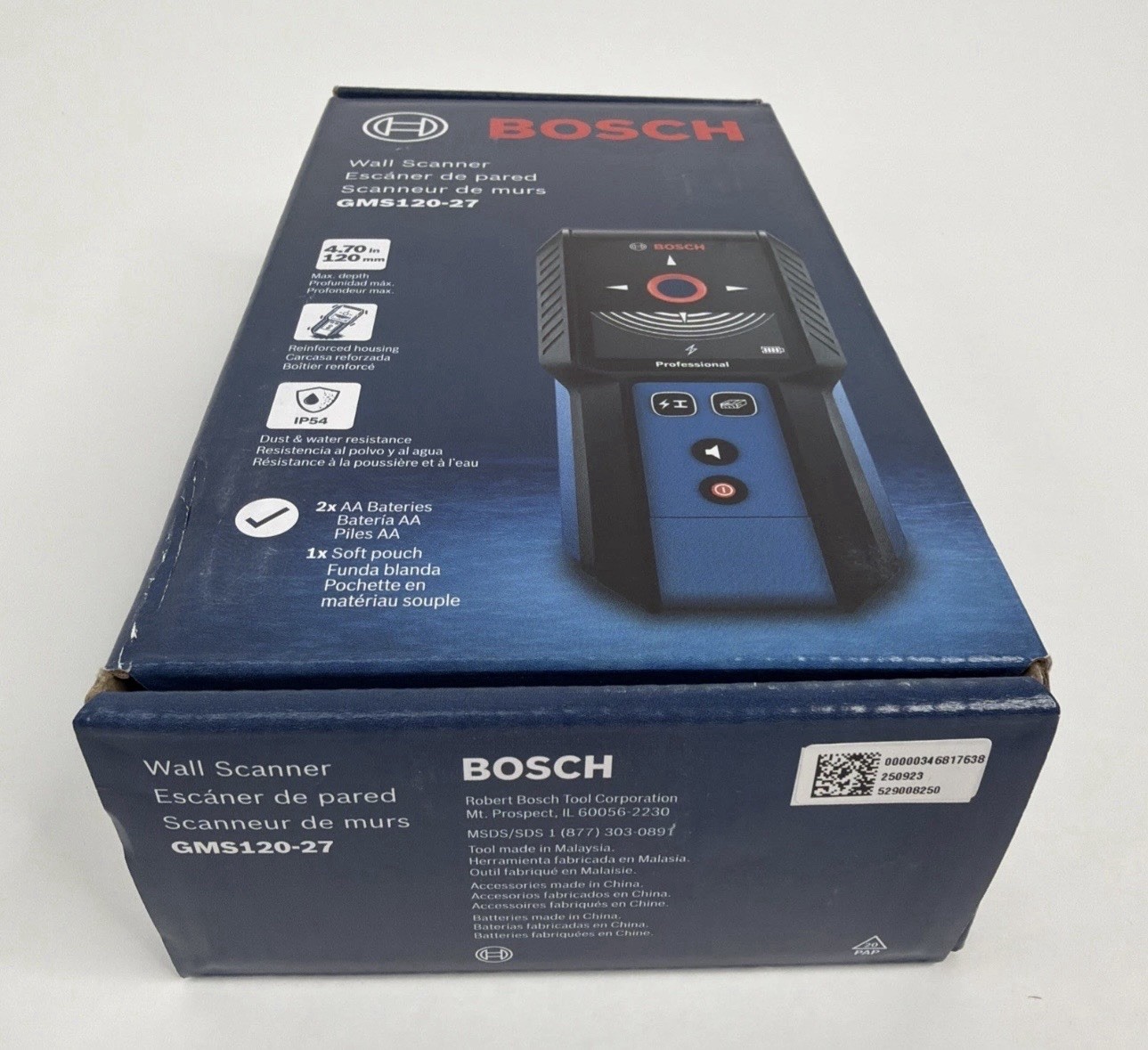 BOSCH GMS120-27 Wall Scanner and Stud Finder, Detects Wood, Metal, and Live Wire