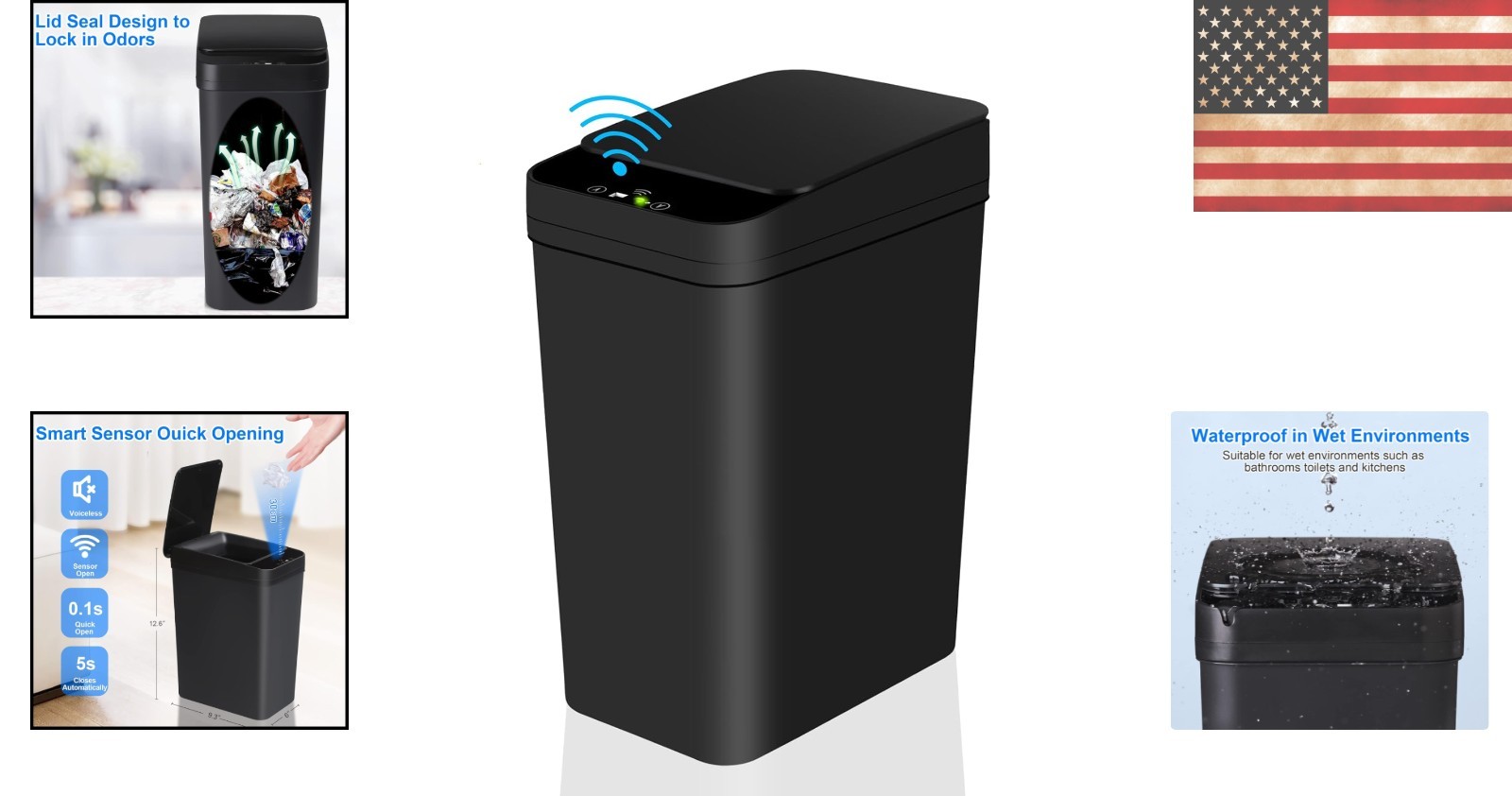 Smart 2.2 Gallon Touchless Garbage Can with Quiet Close Feature – Ideal for Home