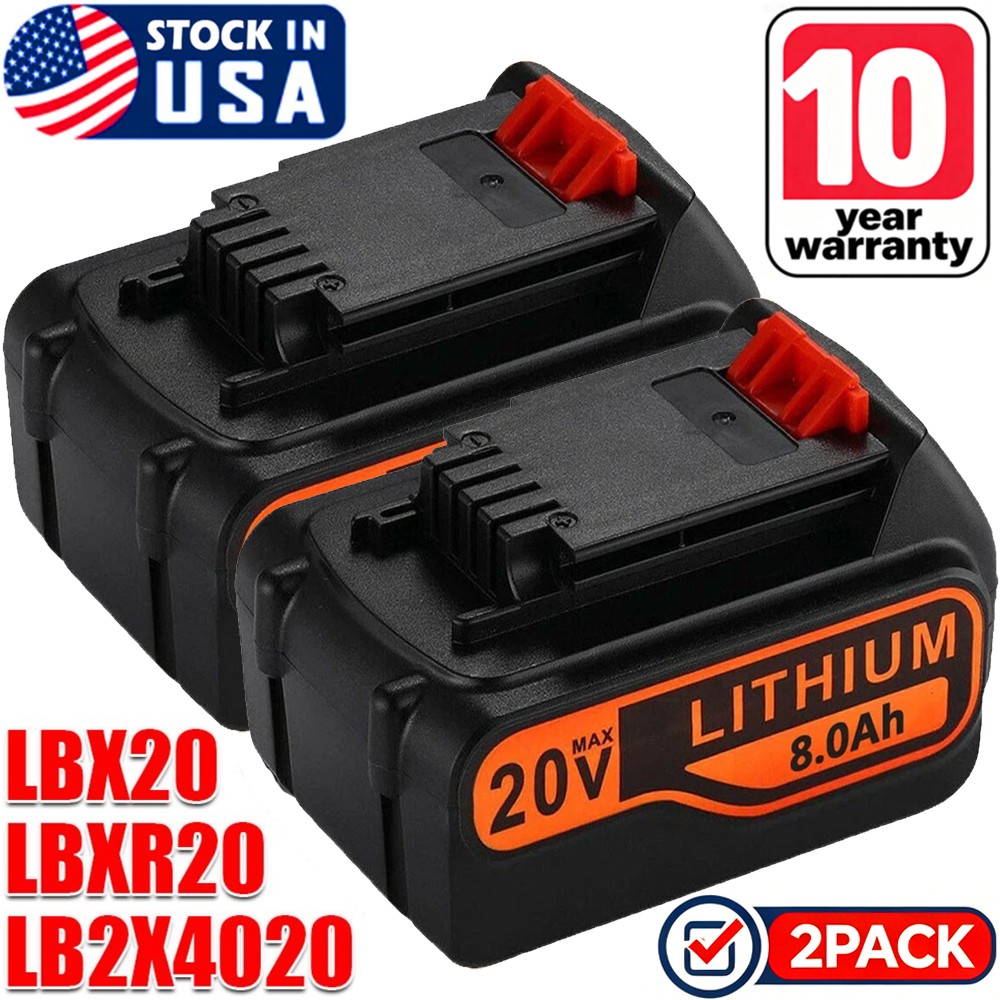 2Pack 8.0Ah 20Volt LB2X4020 Battery FOR Black&Decker 20V MAX Lithium LBXR20 LBX2