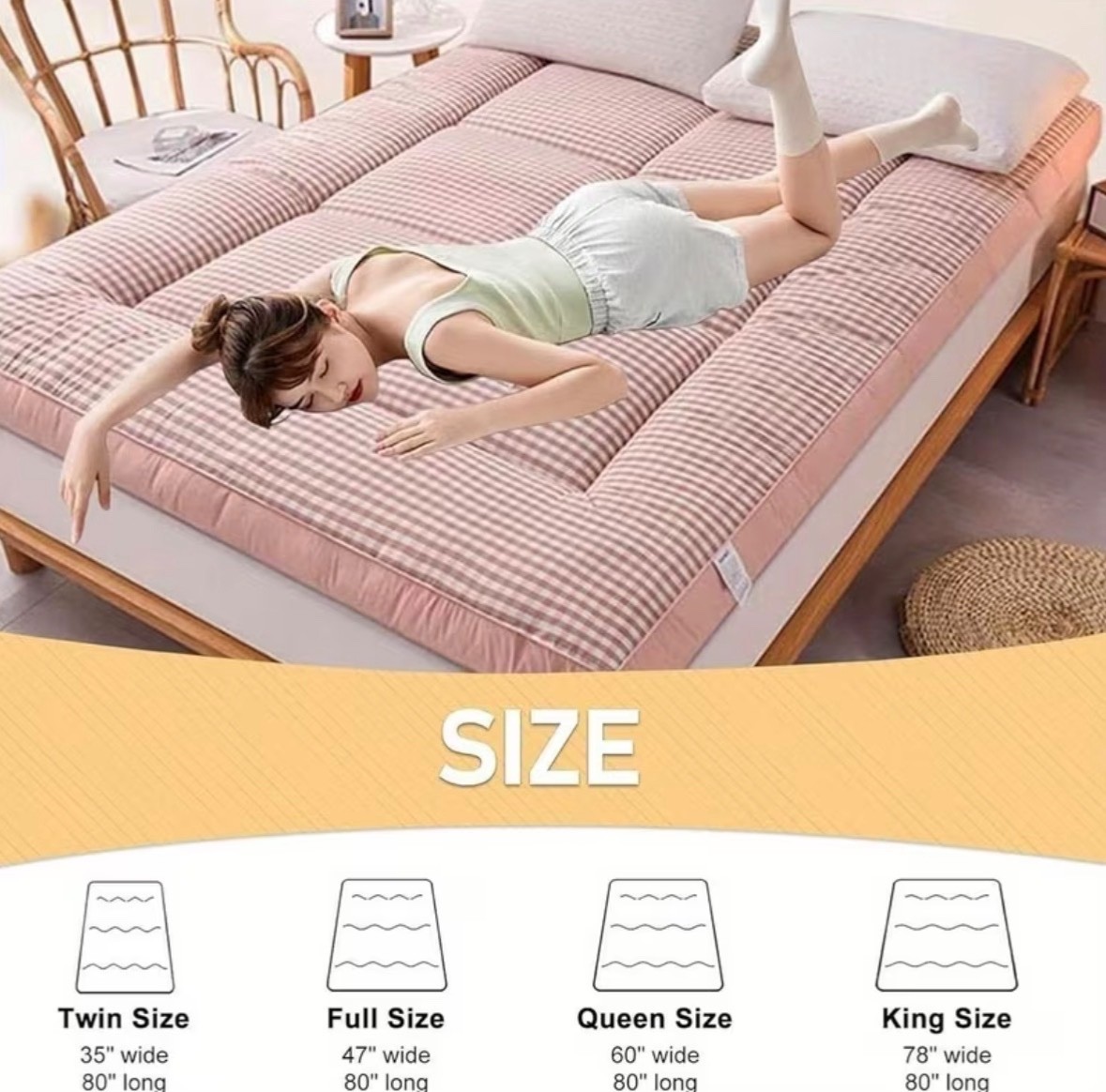 Portable Rollable Tatami Futon Mattress, Ideal for Floor Sleeping, Guest Beds