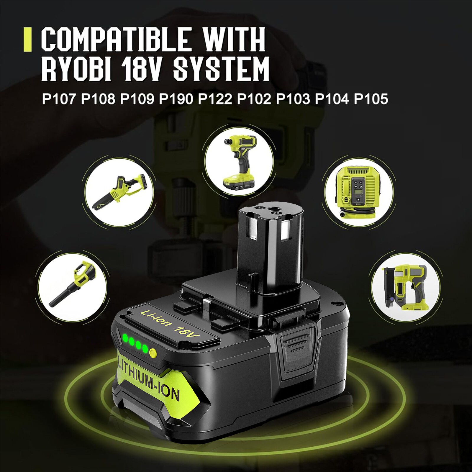 Battery P108 18V Plus For RYOBI High Capacity 18 Volt Lithium-Ion New