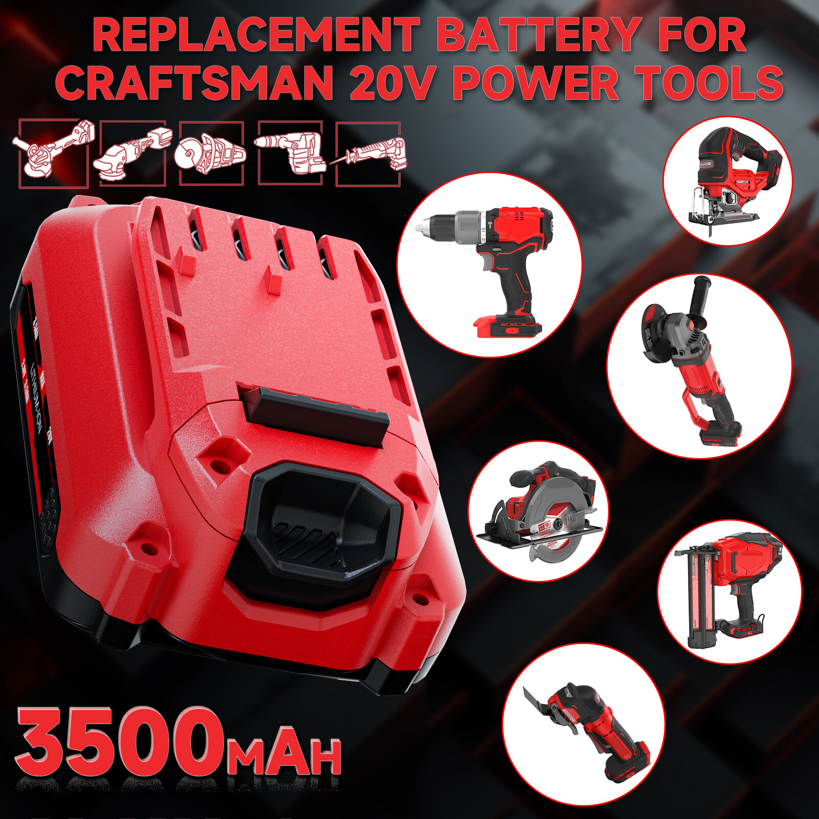 3.0AH 20V MAX For Craftsman V20 Lithium Battery /Charger CMCB204 CMCB202 CMCB201