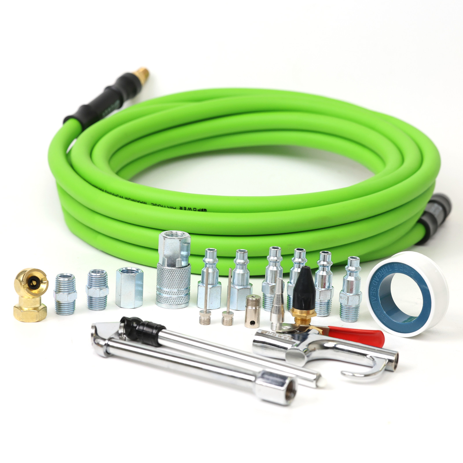 20pcs Hybrid Air Hose Kit, 3/8″ x 25-FT Premium Air Compressor Accessory Set