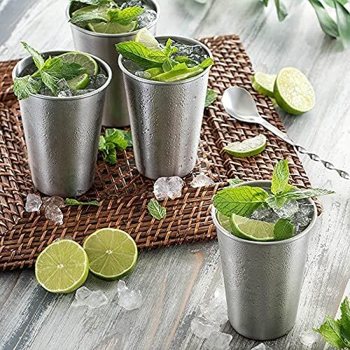 6Pack 8oz Stainless Steel Drinking Cups Stackabel Water Glasses Tumbler Silver