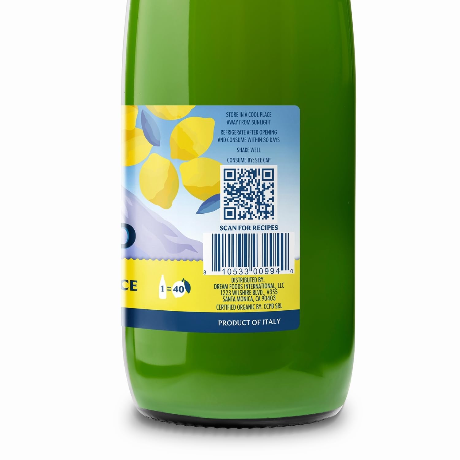 Italian Volcano USDA Organic Lemon Juice 1 Liter Bottle – 2 Pack