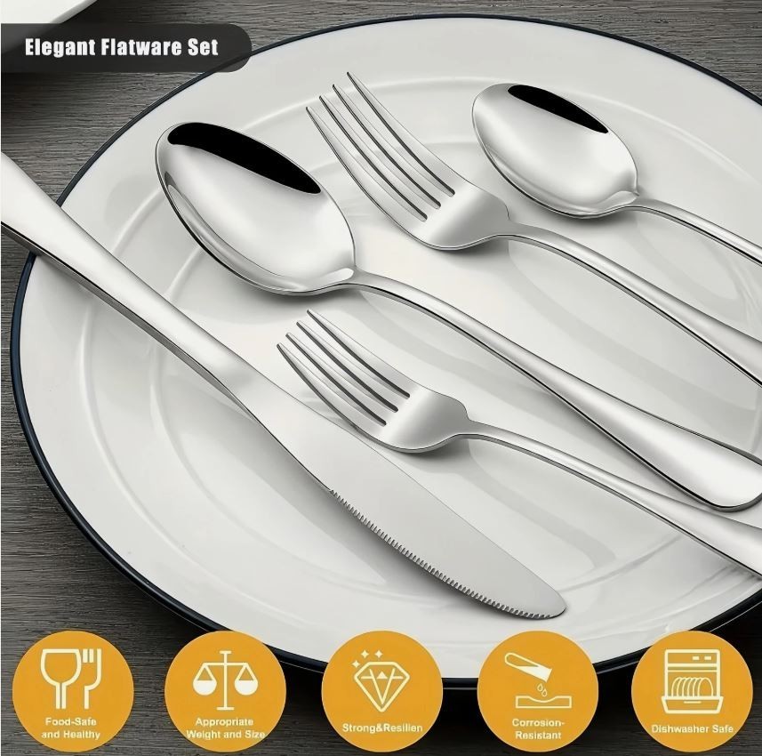 60/20pcs Stainless Steel Silverware Set – Heavy Duty Commercial New