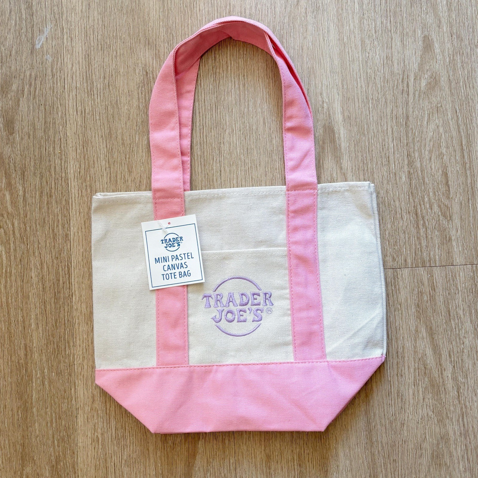 Trader Joe’s 2026 Mini Canvas Pastel Reusable Tote Bag Pink – BRAND NEW | US