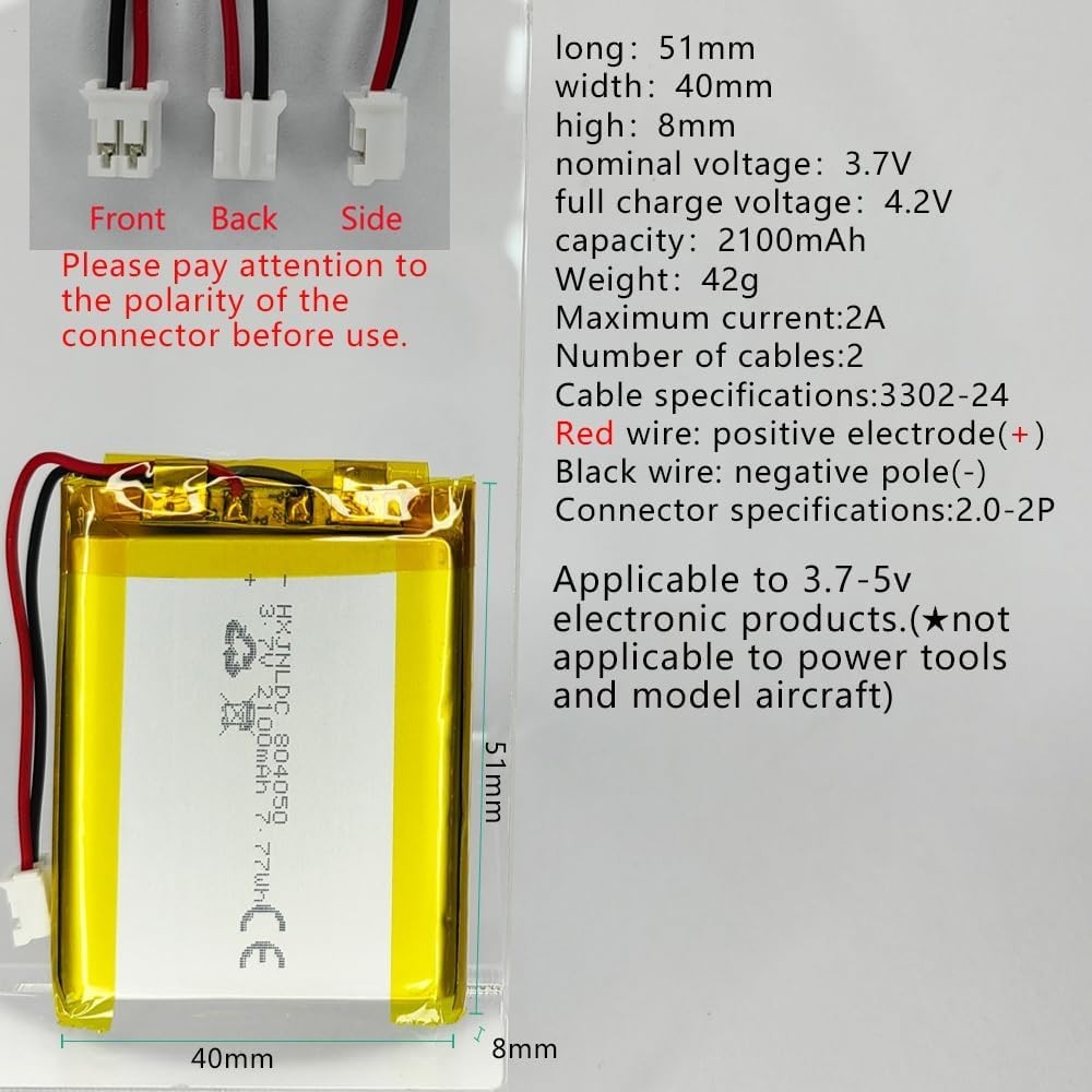 Lightweight 3.7V 2100mAh Rechargeable Battery for Digital and Radio Devices