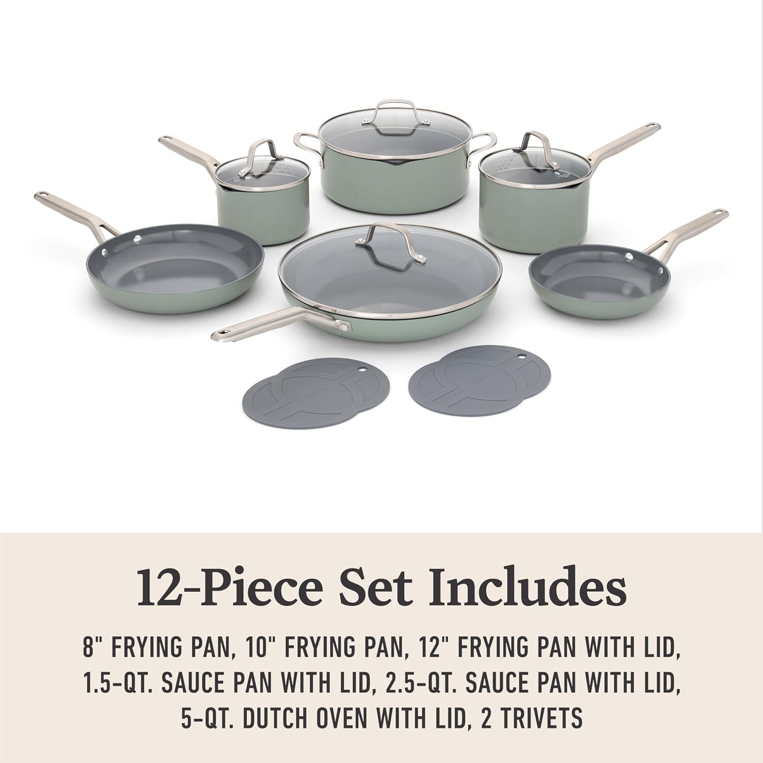Calphalon® Ceramic Nonstick 12-pc. Cookware Set NEW FREE SHIPPING