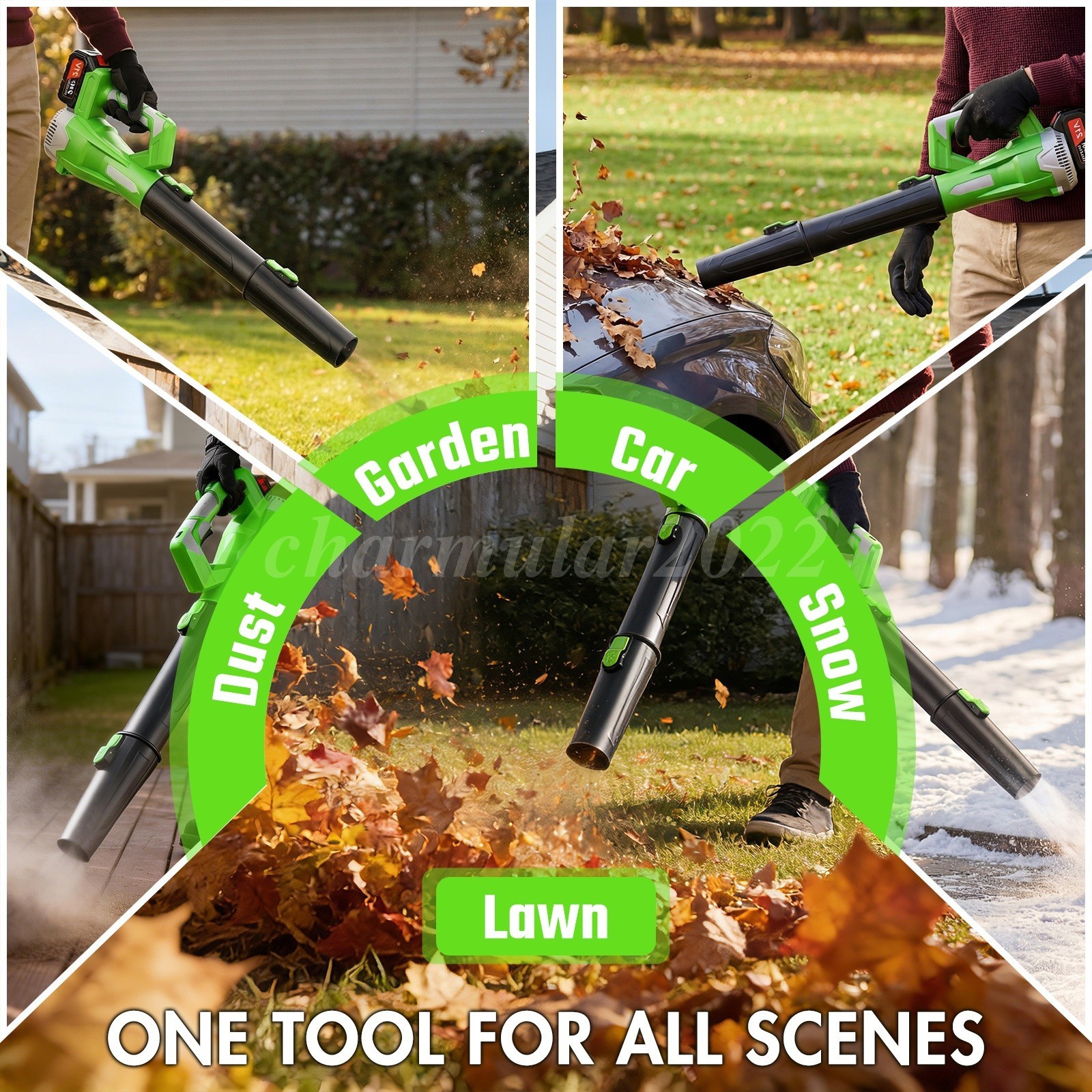 Cordless Leaf Blower 750CFM/200MPH & 6 Speed Levels Electric W/2 Batteries 4.0Ah