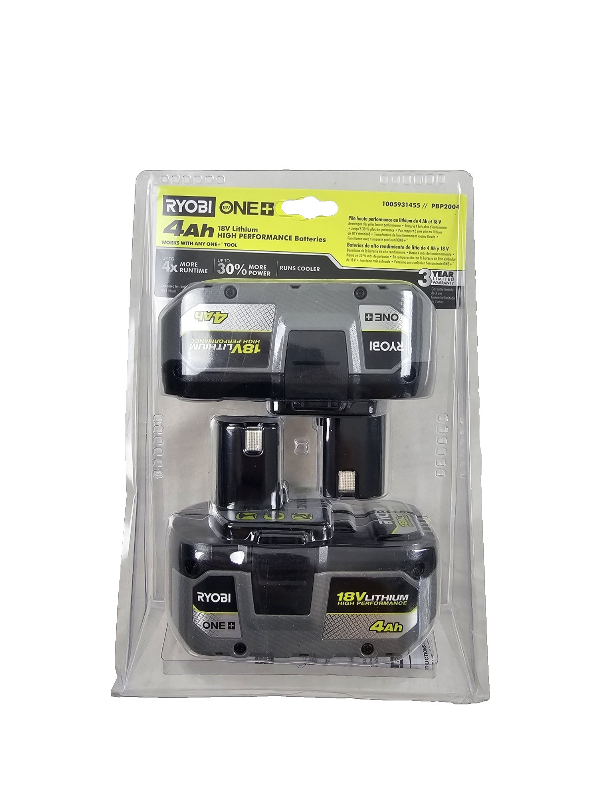 Genuine Ryobi HP Battery PBP2004 Lithium-Ion 18V ONE+ 4.0Ah Battery (2-Pack) NEW