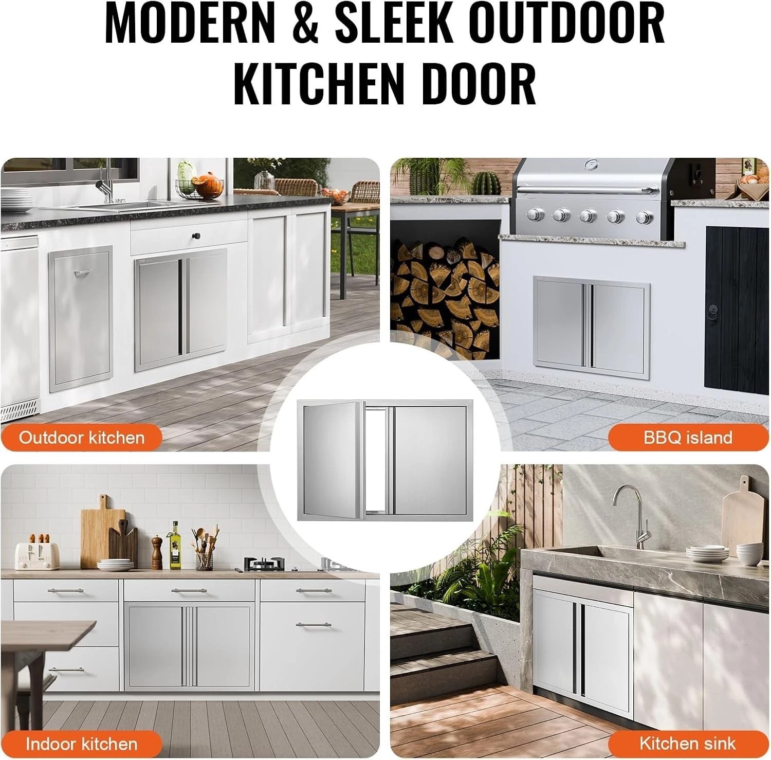 Reversible Outdoor Kitchen BBQ Access Door – 30.5W x 21H Inch Stainless Steel