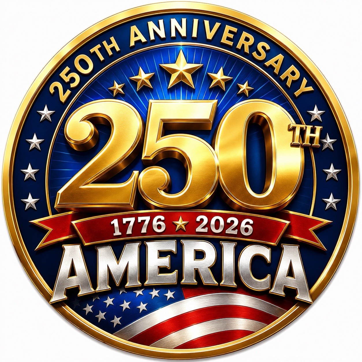 STICKER (BUY 2, GET 1 FREE) 250th of America vinyl glossy freedom patroitic USA