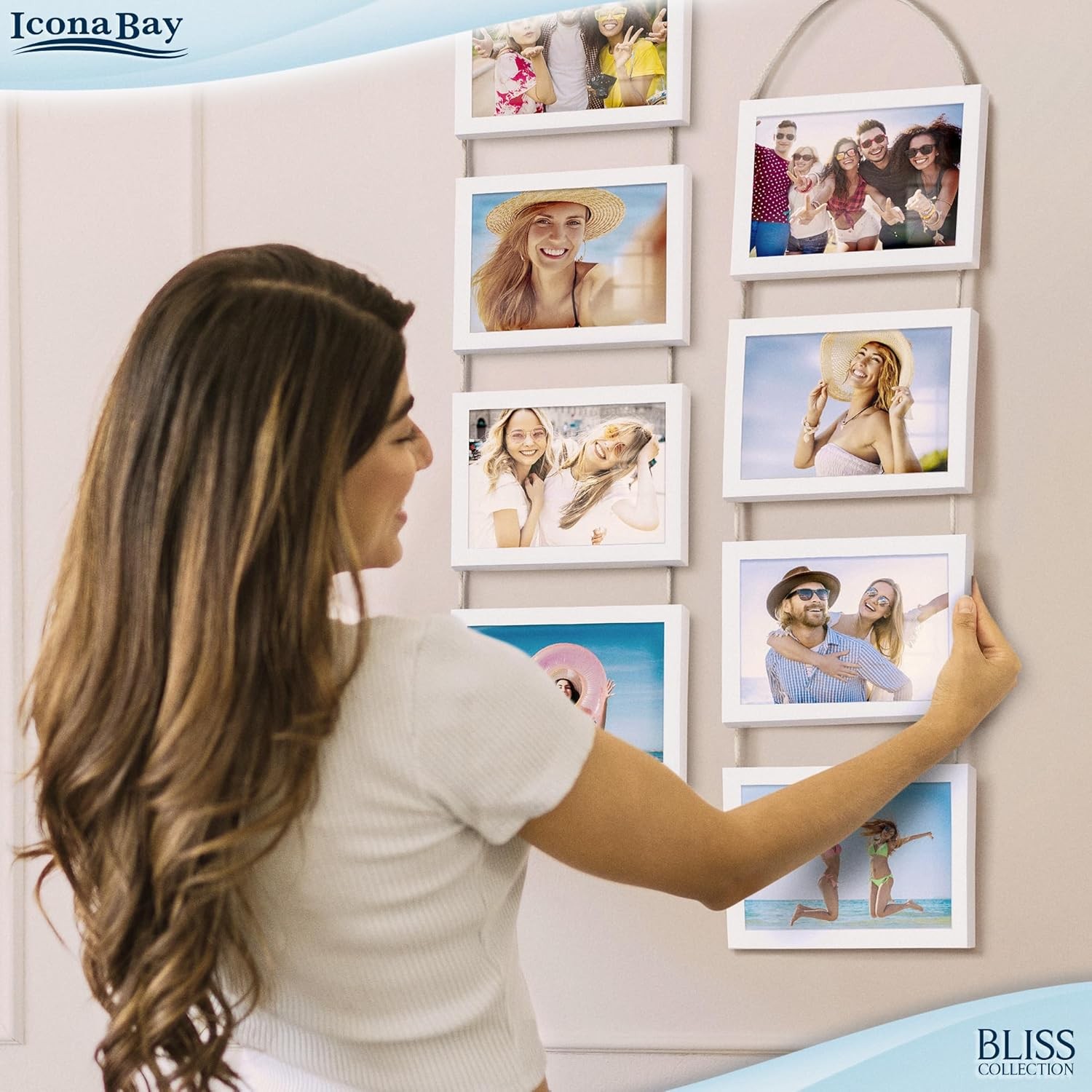 2-PK 5×7 Wall Hanging Collage Picture Frames w/ Total 8 Openings Engineered Wood