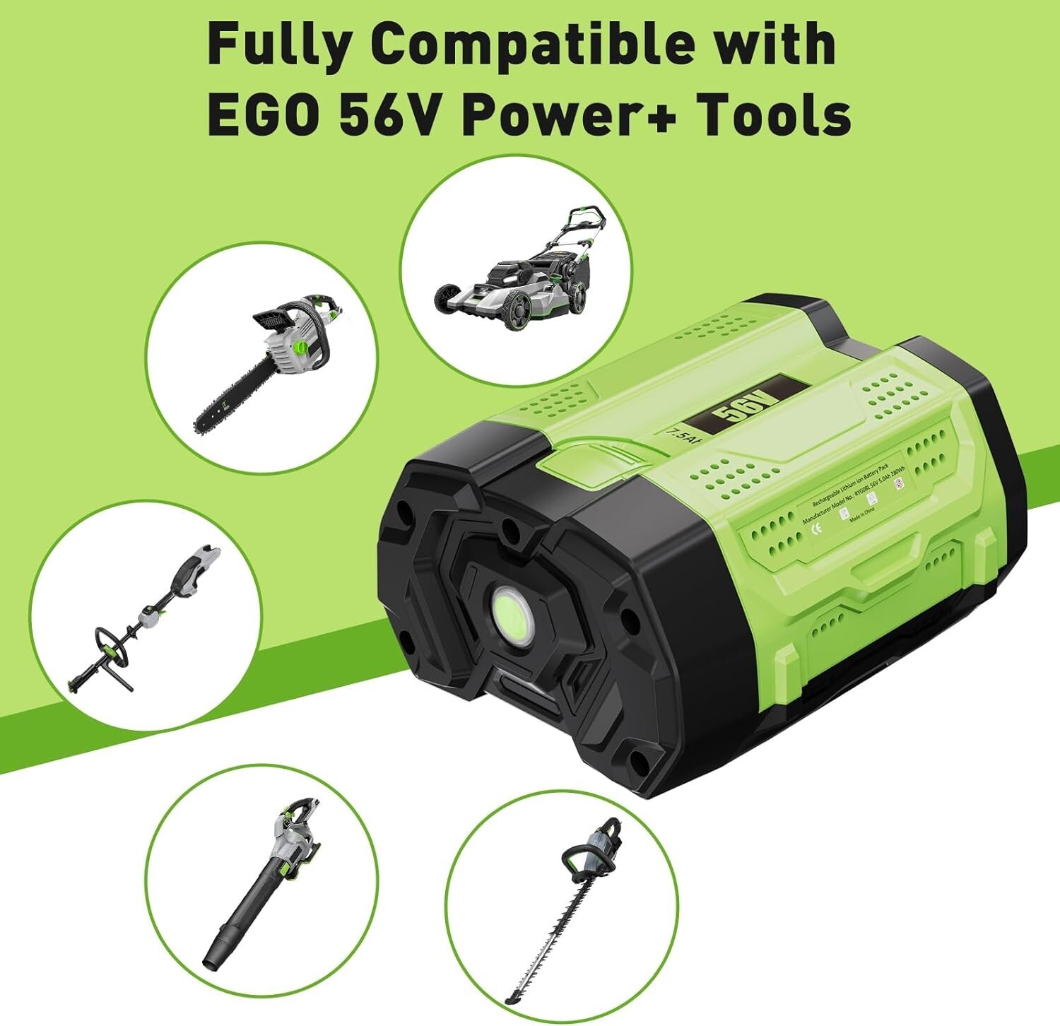 For EGO Power+ 56V 5Ah / 9.6Ah / 12Ah Lithium-ion Battery BA5600T BA2800T BA2240