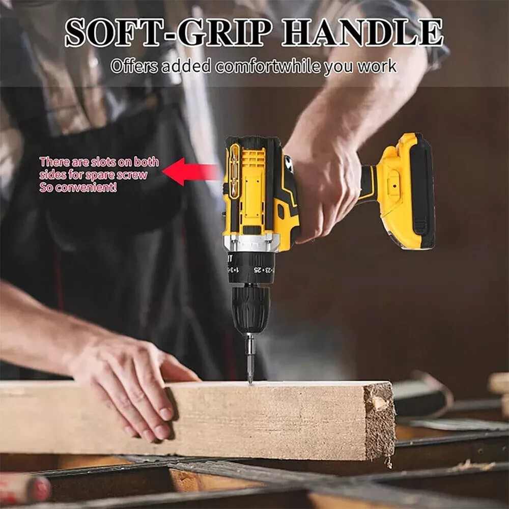 Hammer Drill Cordless Brushless Impact Driver Combo Kit With 2 Battery & Charger