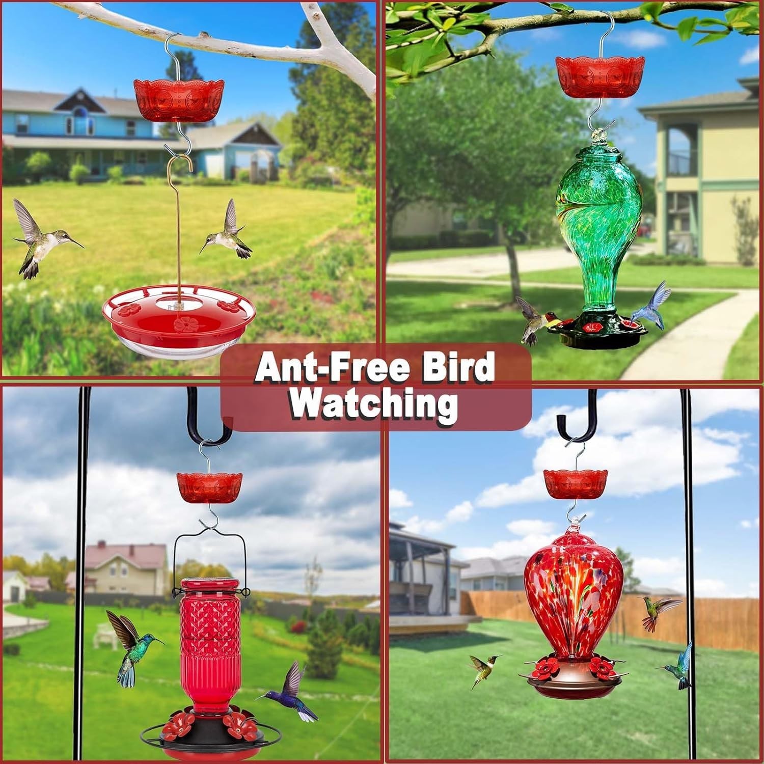 Ant Moat for Hummingbird Feeders, (4 Pack, 6 OZ) Vintage Style Humingbird Feeder