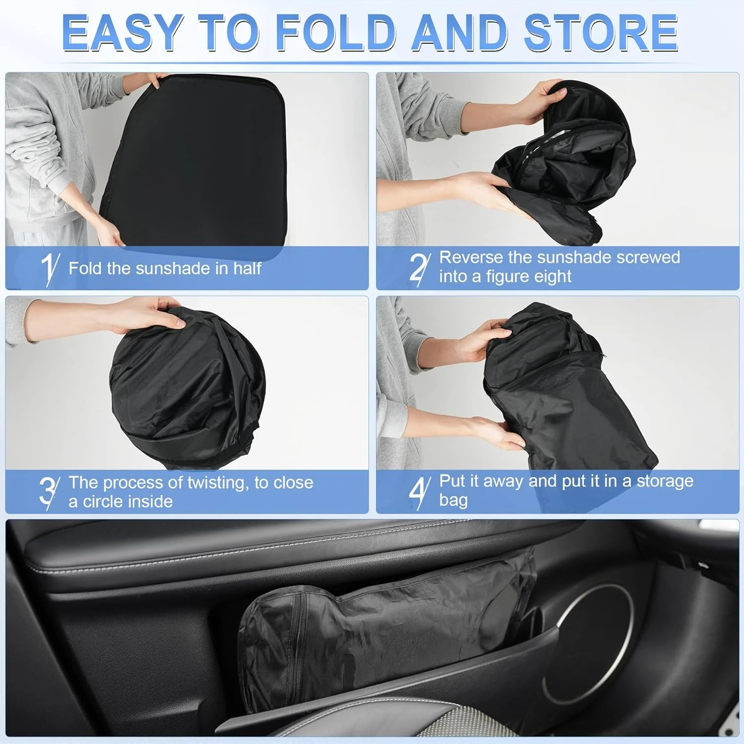 SINGARO 300T Universal Car Windshield Sun Shade, Foldable Reflective for Windshi