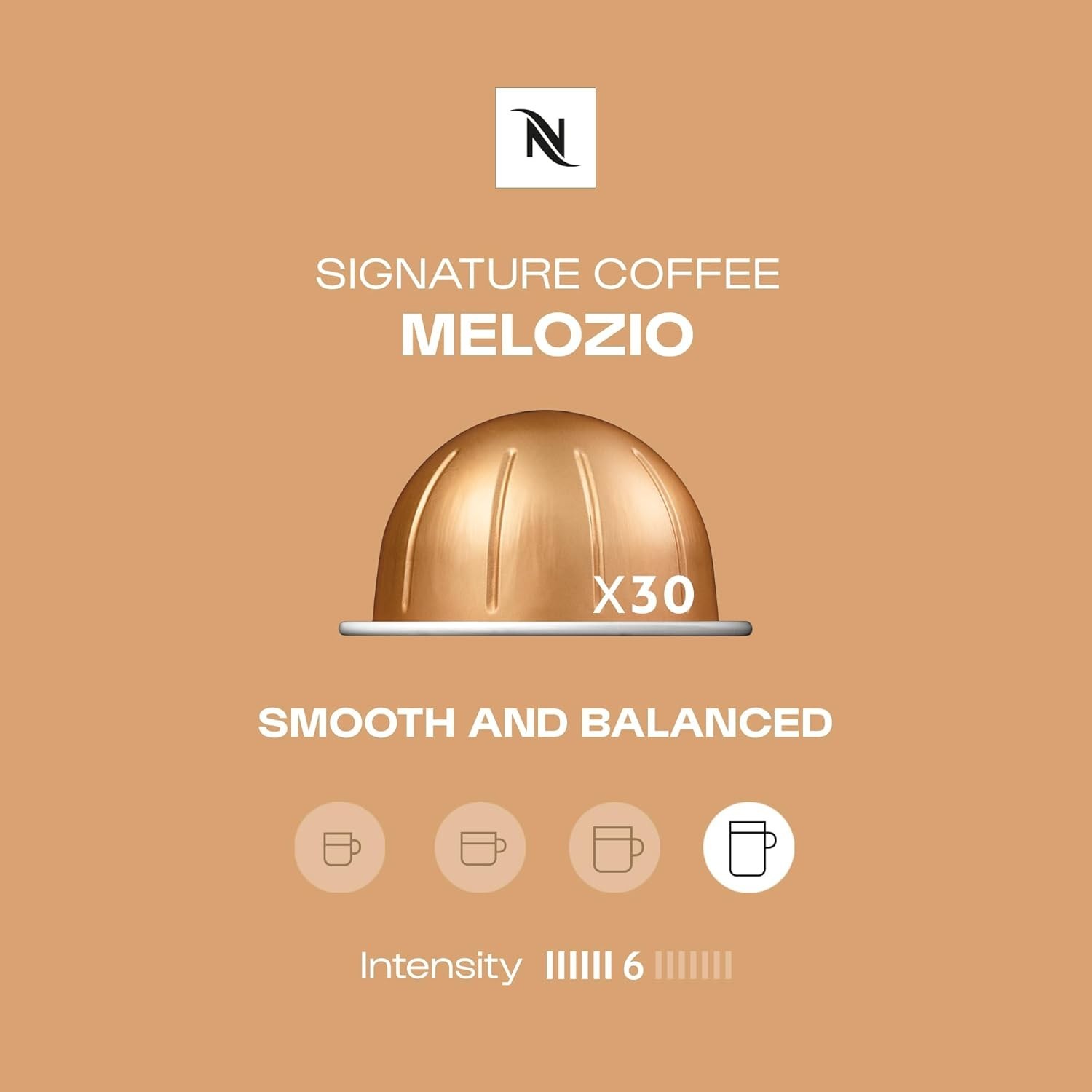 Nespresso Capsules Vertuo, Melozio, Medium Roast Coffee,30-Count Pods,Brews7.8oz