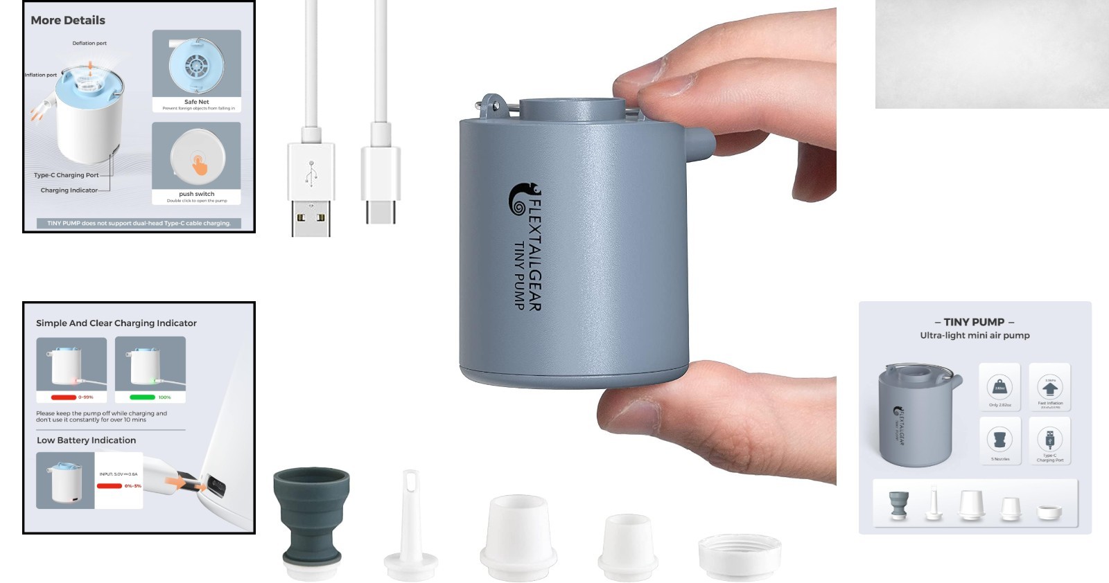 Lightweight 1300mAh Mini Air Pump – Fast Inflating & Deflating for Travel