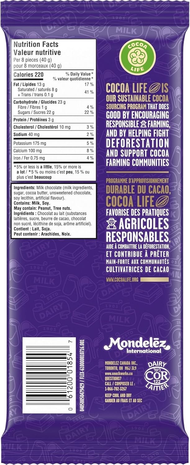 ( 10 PACK )Cadbury Dairy Milk Chocolate Bar 180g/6.3oz ( from Canada)63 OZ TOTAL