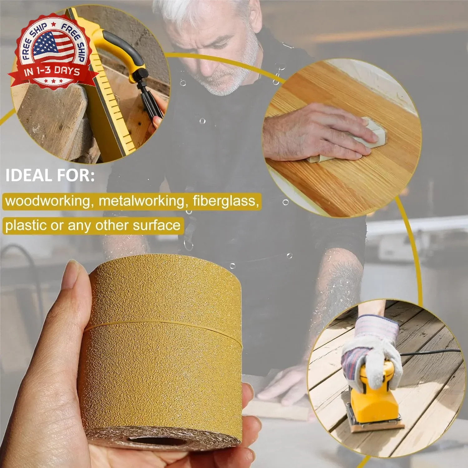 Total 20 Yards 2-3/4″ Wide Continuous Sandpaper Roll Kit – 80 120 180 320 Grit H