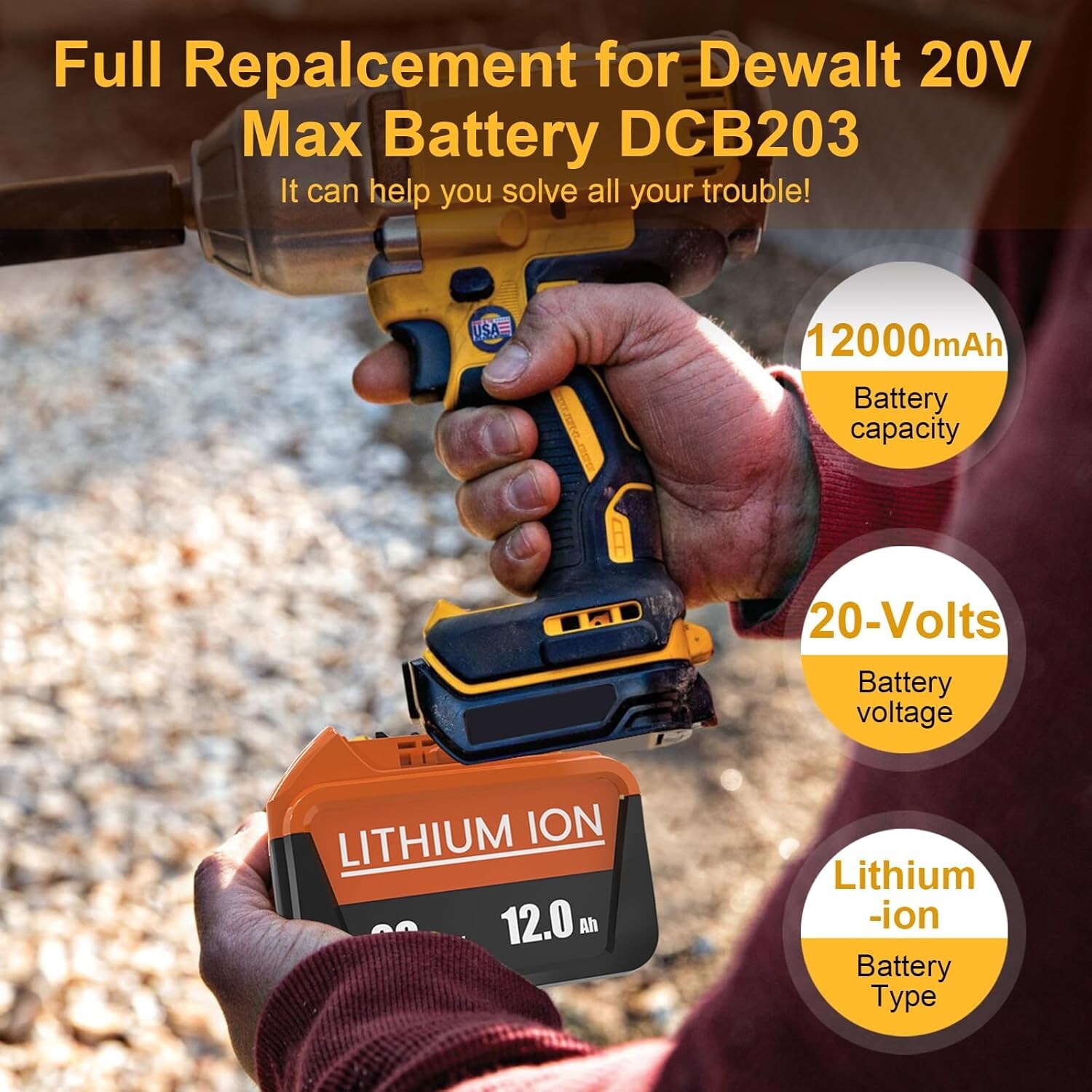 2PACK 10PACK For DeWALT DCB210-2 20V MAX XR 10.0 AH Lithium-Ion Battery DCB210