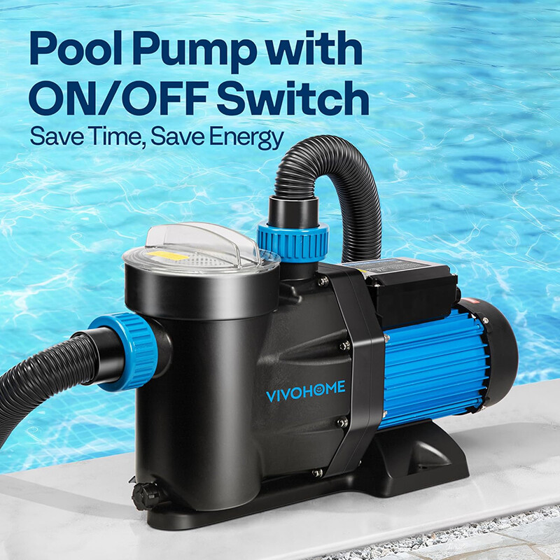 1.5/2.0 HP Self Priming Swimming Pool Pump for In/Above ground Pool w/ Strainer