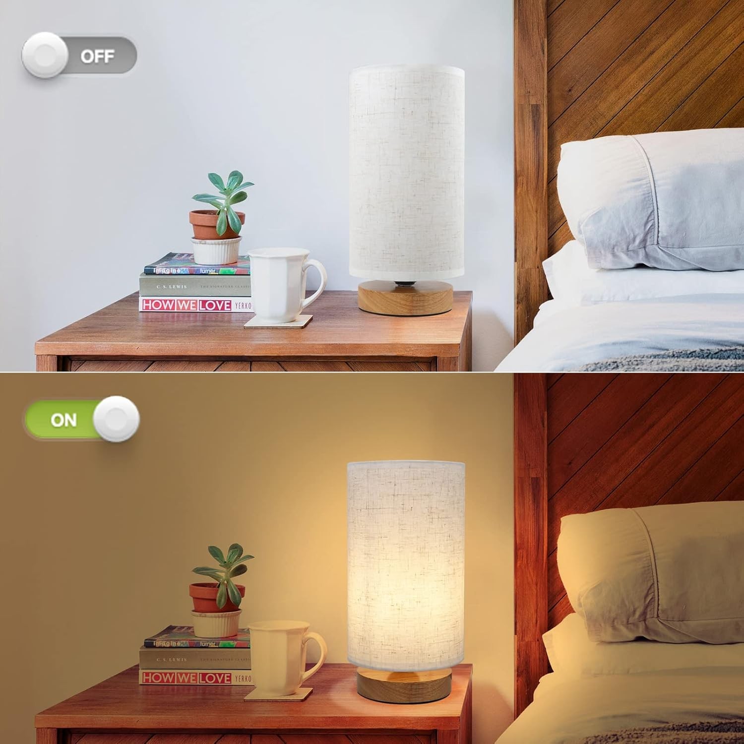 Table Lamps for Bedrooms Set of 2, Minimalist Bedside Lamps Set of 2 with rou…