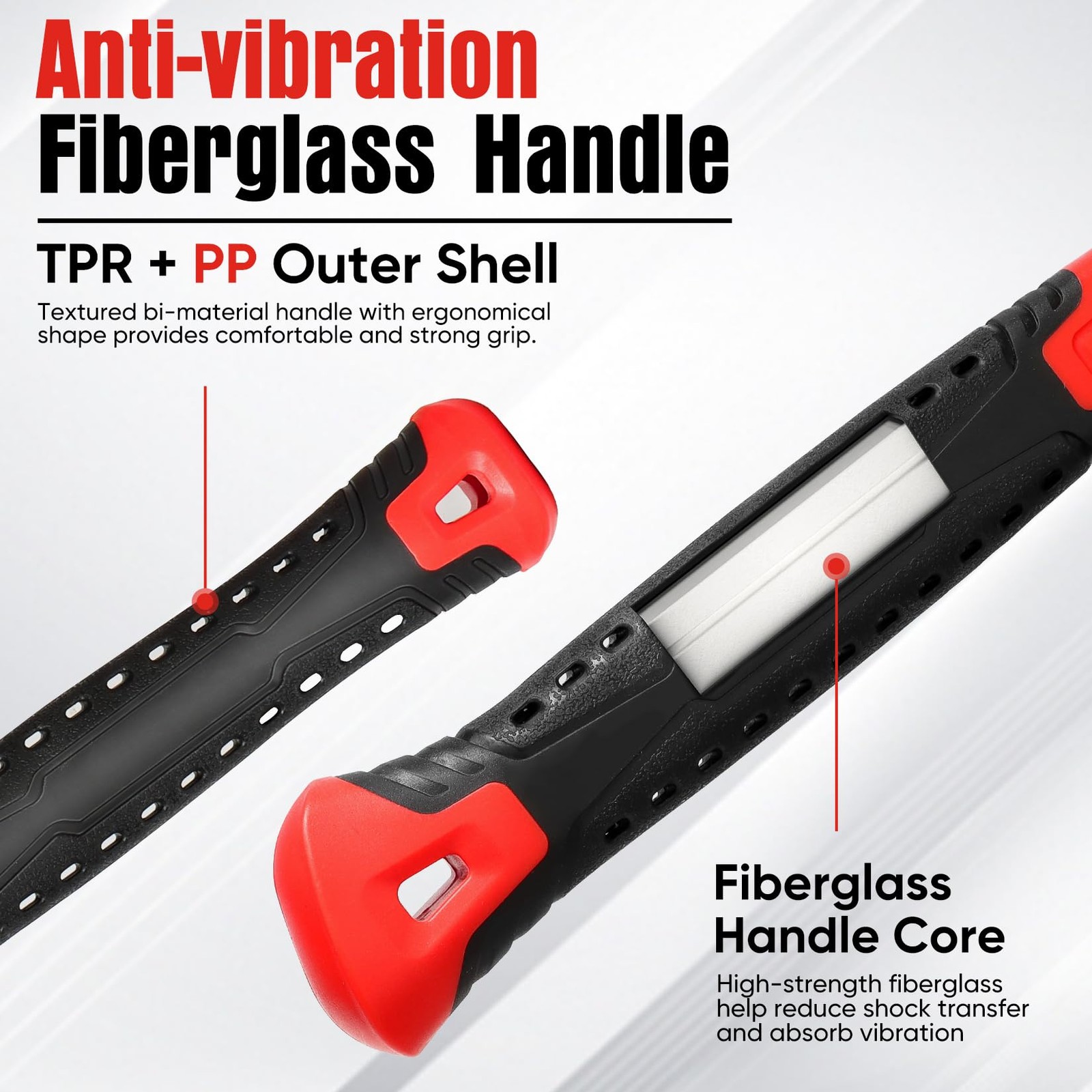 SHALL 2-Piece Rubber Mallet Hammer Set, 16oz & 40mm Red