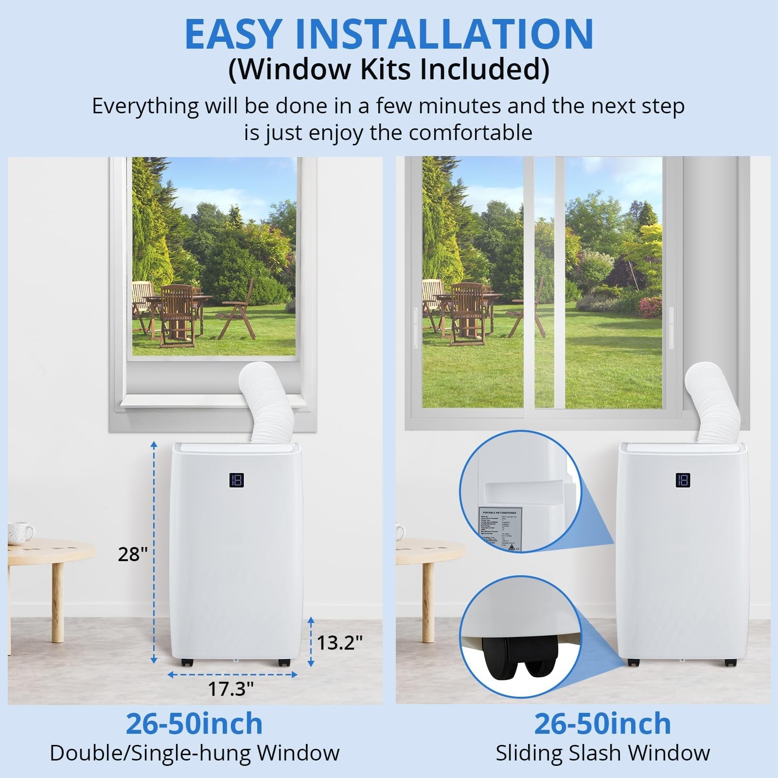 Portable Air Conditioner 14000 BTU Portable AC Unit for Rooms Up to 750 Sq Ft