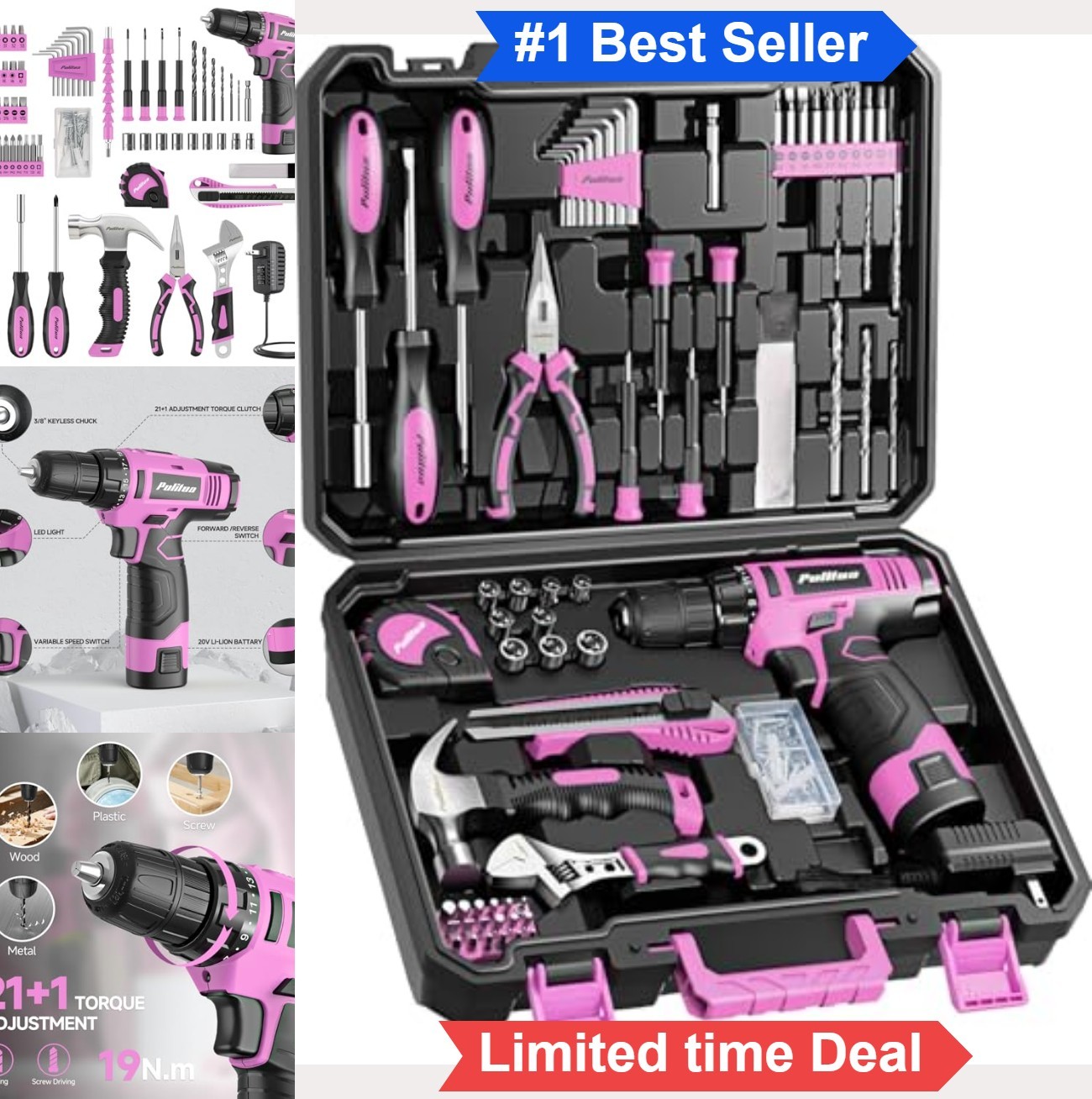 149 Piece Pink Cordless Drill Set 12V 1300mAh Battery Included Tool Kit