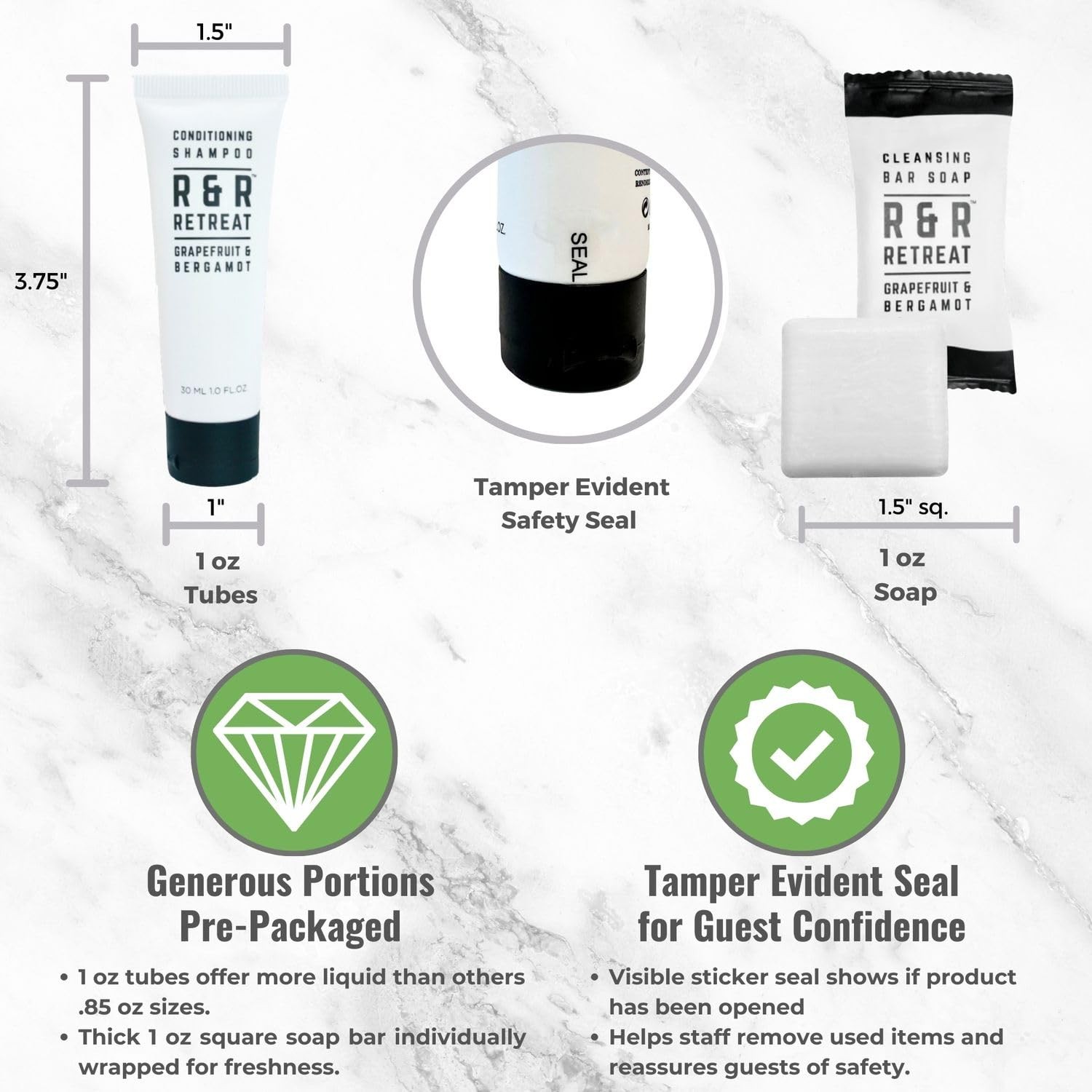 Guest Bathroom Essentials Hotel Toiletry 3 Ounce, Grapefruit & Bergamot Scent