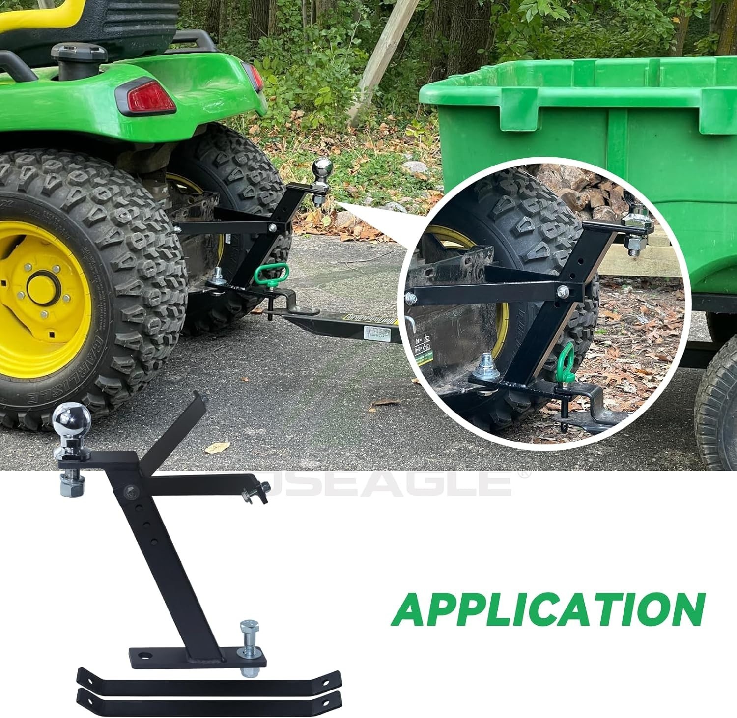 Universal Lawn Mower Trailer Hitch, 3,500 lbs Capacity, Fits All Major Brands