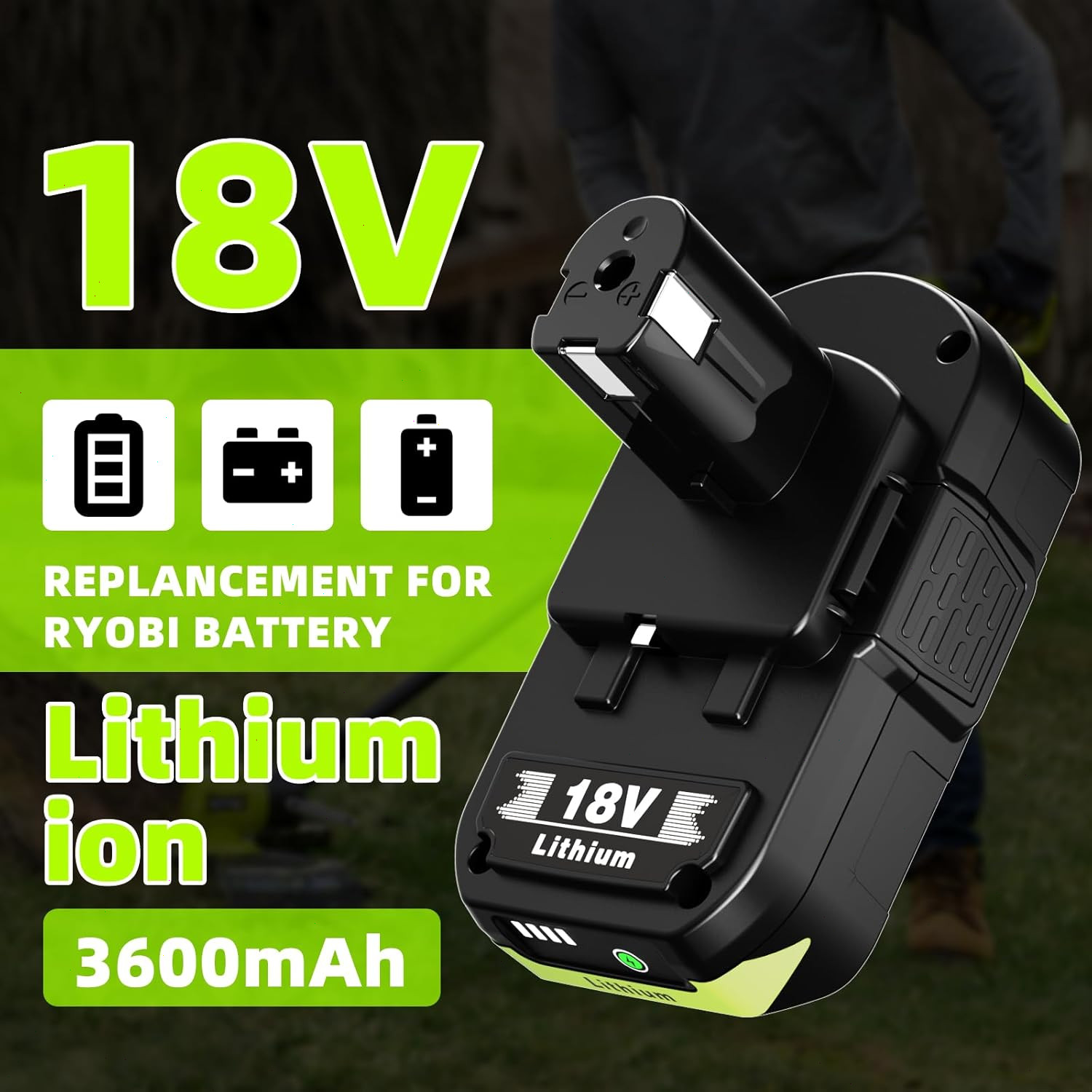 2PACK 3.6Ah For RYOBI 18V Lithium-Ion Battery One Plus Compact P190 P192 P108