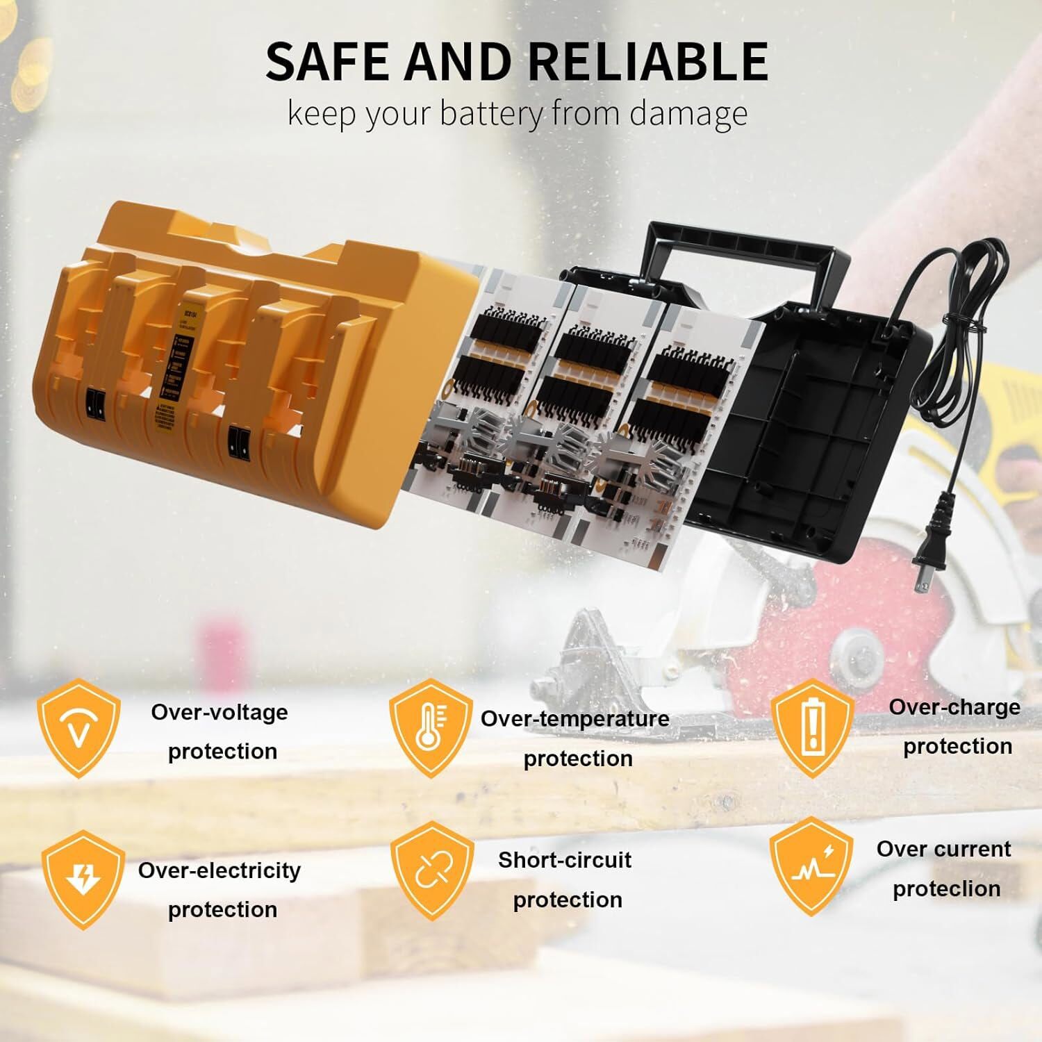 4-Port Battery Charger for Dewalt DCB104 Flexvolt 20v/60v Battery DCB112 DCB115